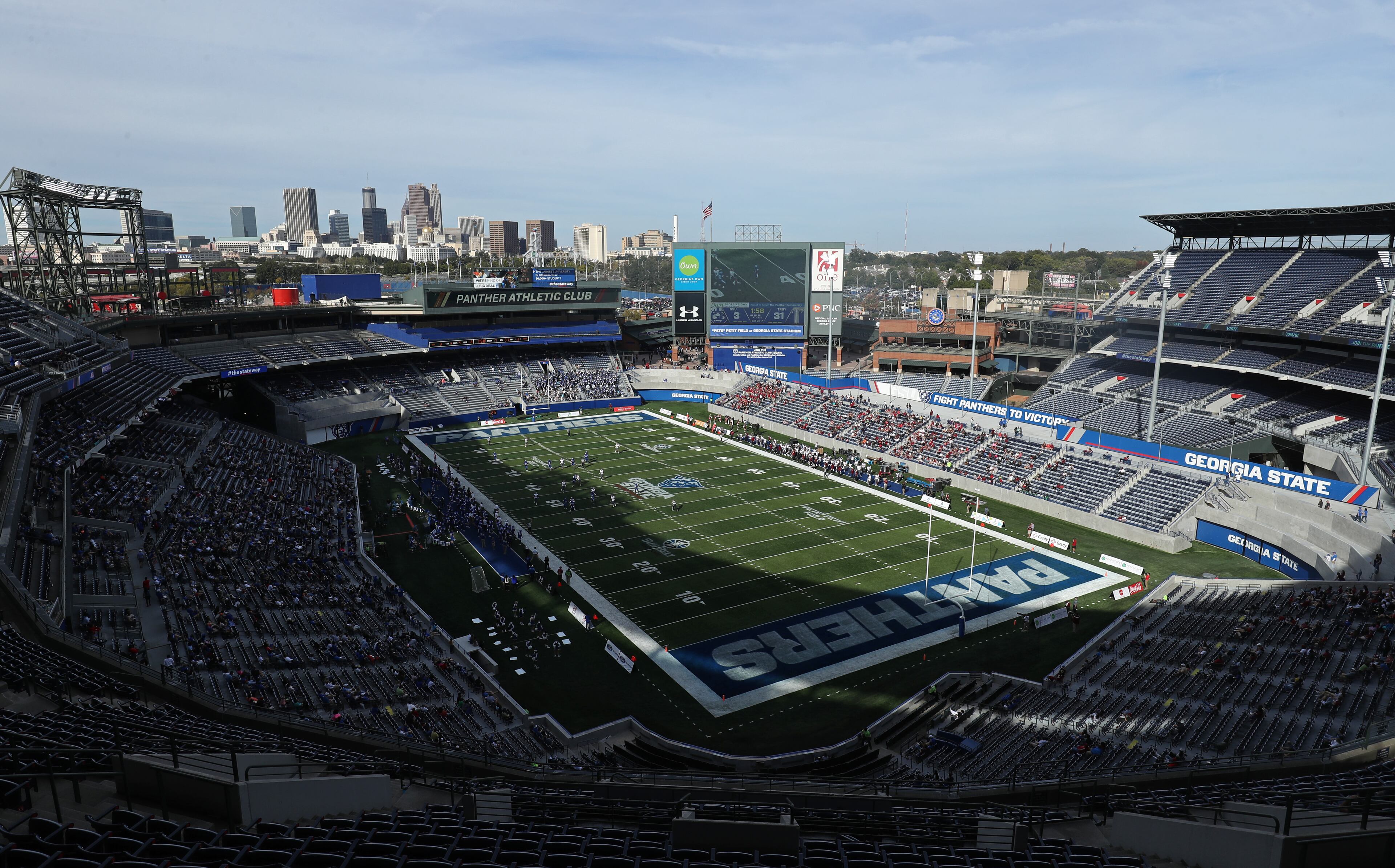 October 21, 2017 - Atlanta, Ga: General view of the second half of the game between the Georgia State Panthers and the Troy Trojans at GSU Stadium Saturday, October 21, 2017, in Atlanta.. PHOTO / JASON GETZ