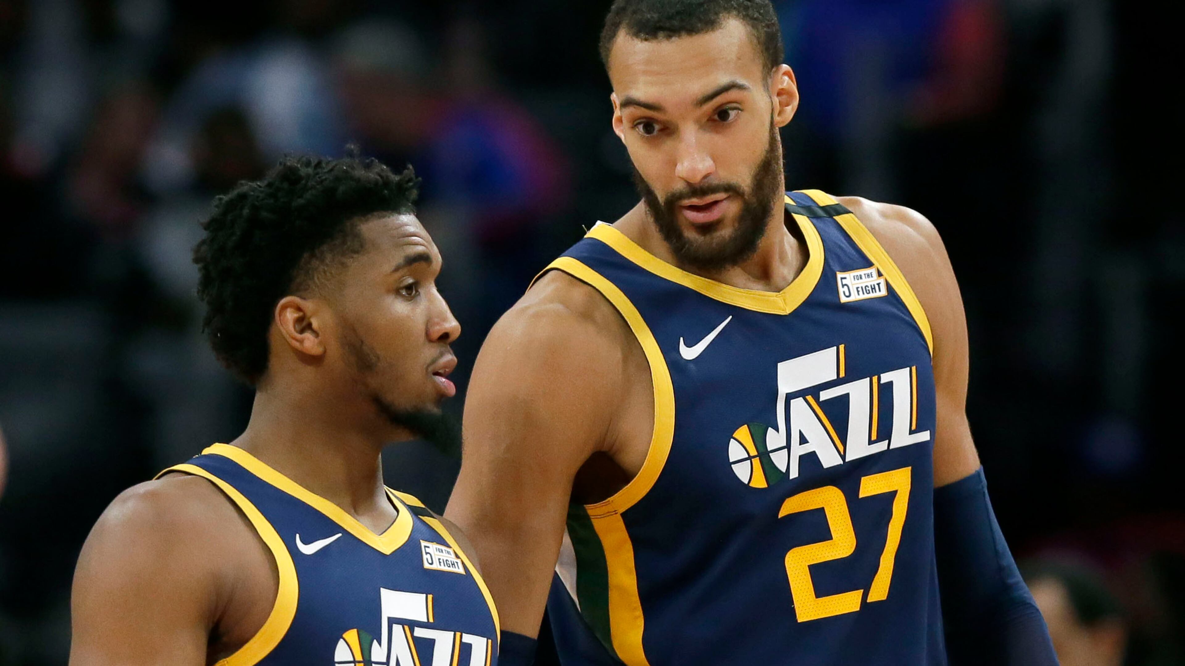 Utah Jazz center Rudy Gobert (27) and guard Donovan Mitchell have tested positive for the coronavirus. Gobert's test result forced the NBA to suspend the season.