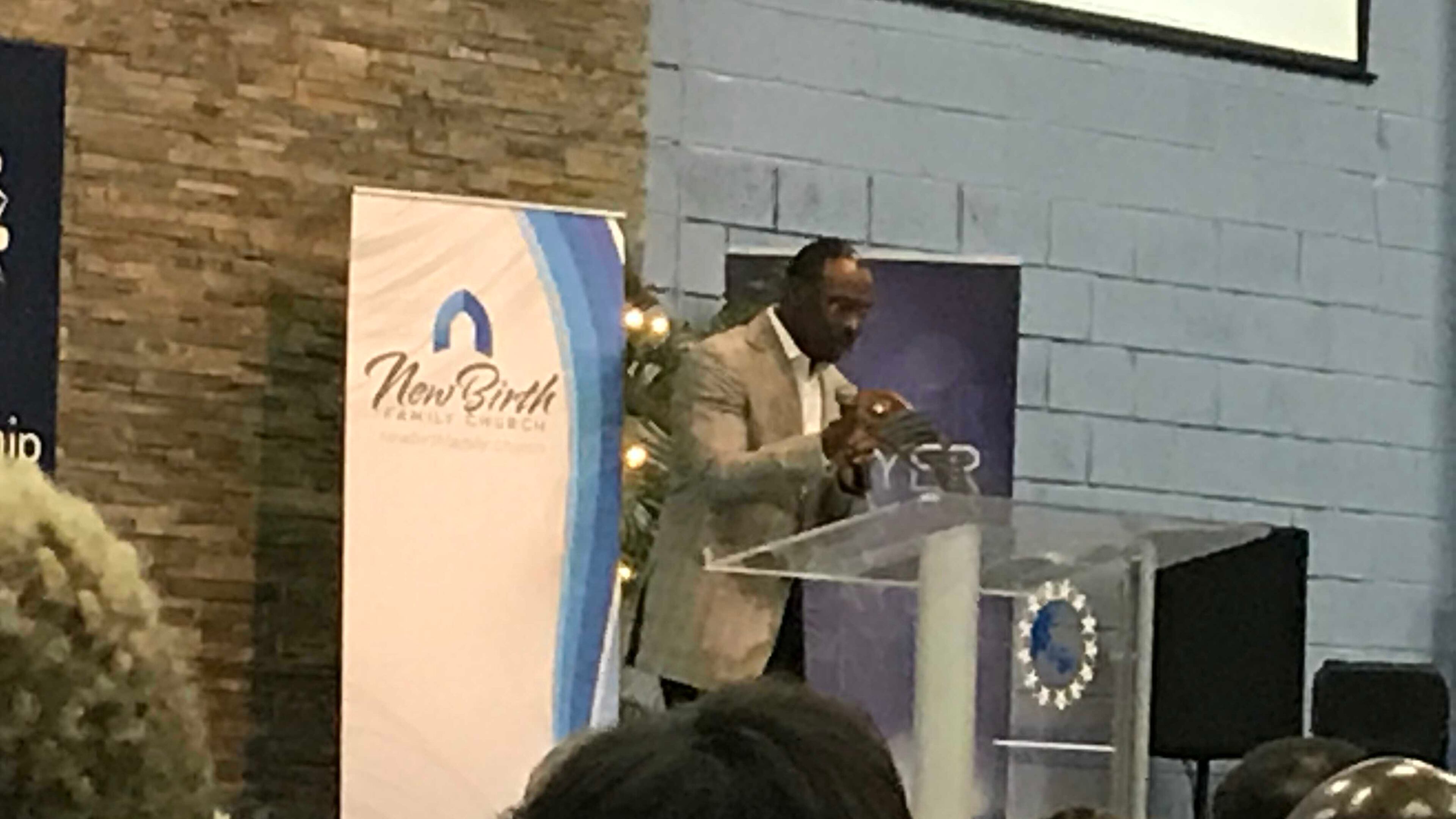 Bishop Stephen A. Davis, who recently resigned as the successor to the late Bishop Eddie L. Long at New Birth MIssionary Baptist Church in Stonecrest , returned to DeKalb County for a rousing Bible study at New Birth Family Church.