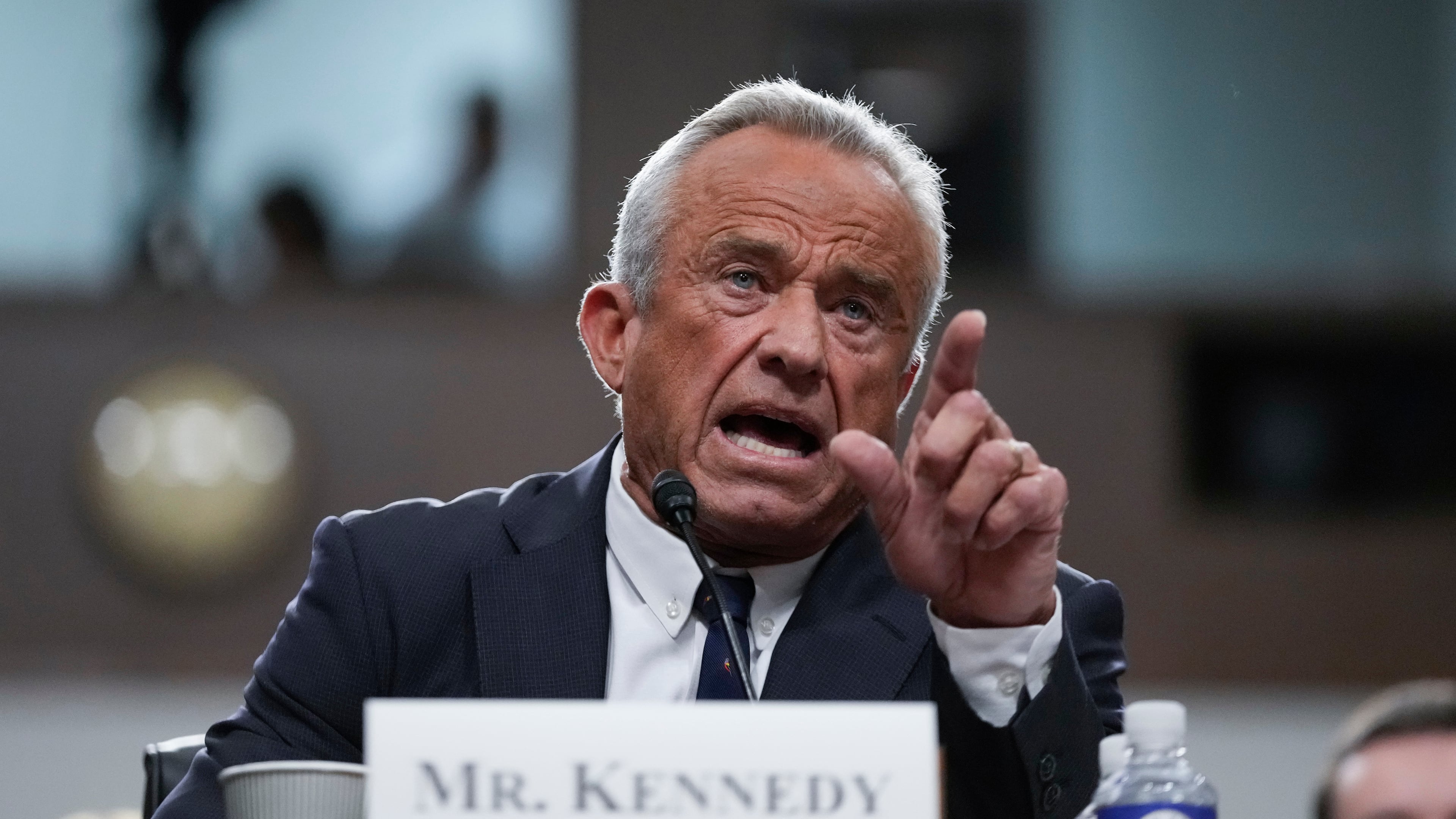 FILE - Robert F. Kennedy Jr., President Donald Trump's choice to be Secretary of Health and Human Services, appears before the Senate Finance Committee for his confirmation hearing, at the Capitol in Washington, Jan. 29, 2025. (AP Photo/Ben Curtis, file)