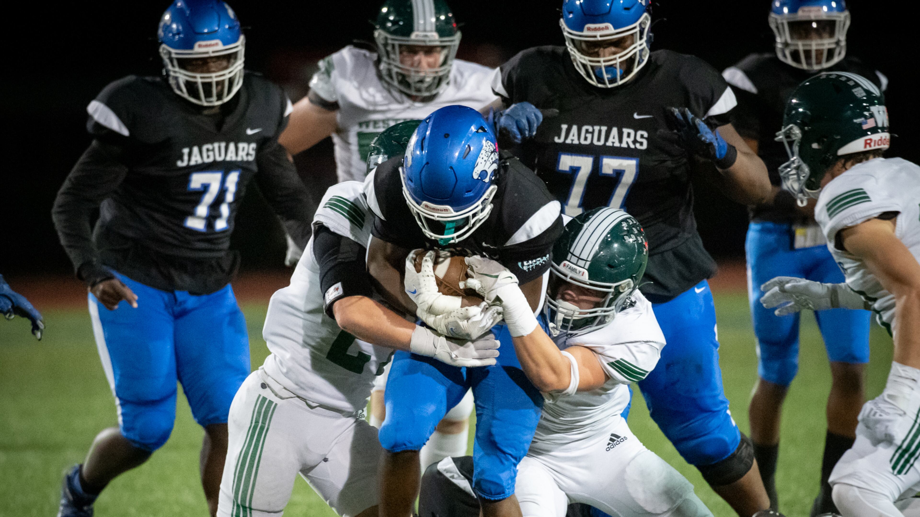 Westminster HS versus Stephenson HS at James Hallford Stadium, Friday night, October 7, 2022 (Photo Jamie Spaar for The Atlanta Journal-Constitution)