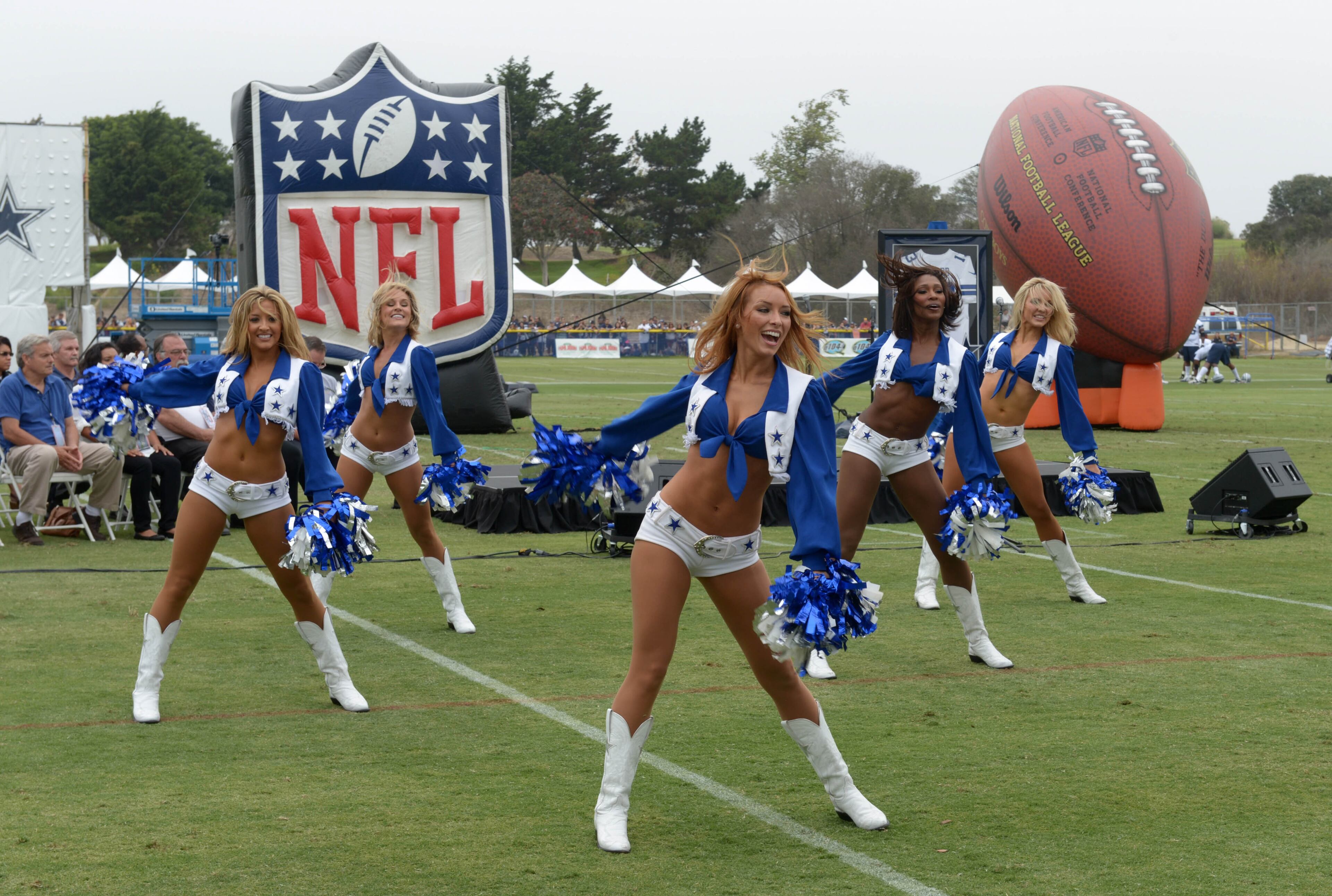 Dallas Cowboys cheerleaders at training camp.