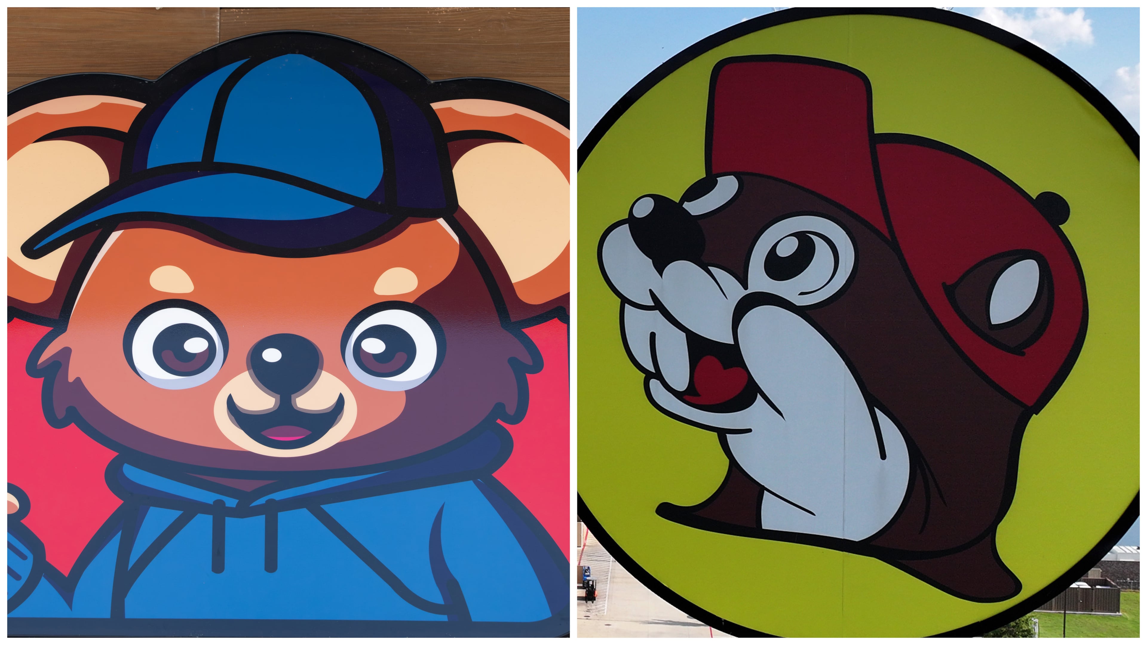 Buc-ee’s filed a trademark infringement lawsuit against Teddy’s Market, saying it operates under a “confusingly similar” brand. At issue are the mascots for Buc-ee's (right) and Teddy's Market. (Ben Hendren for the AJC, Hyosub Shin/AJC)