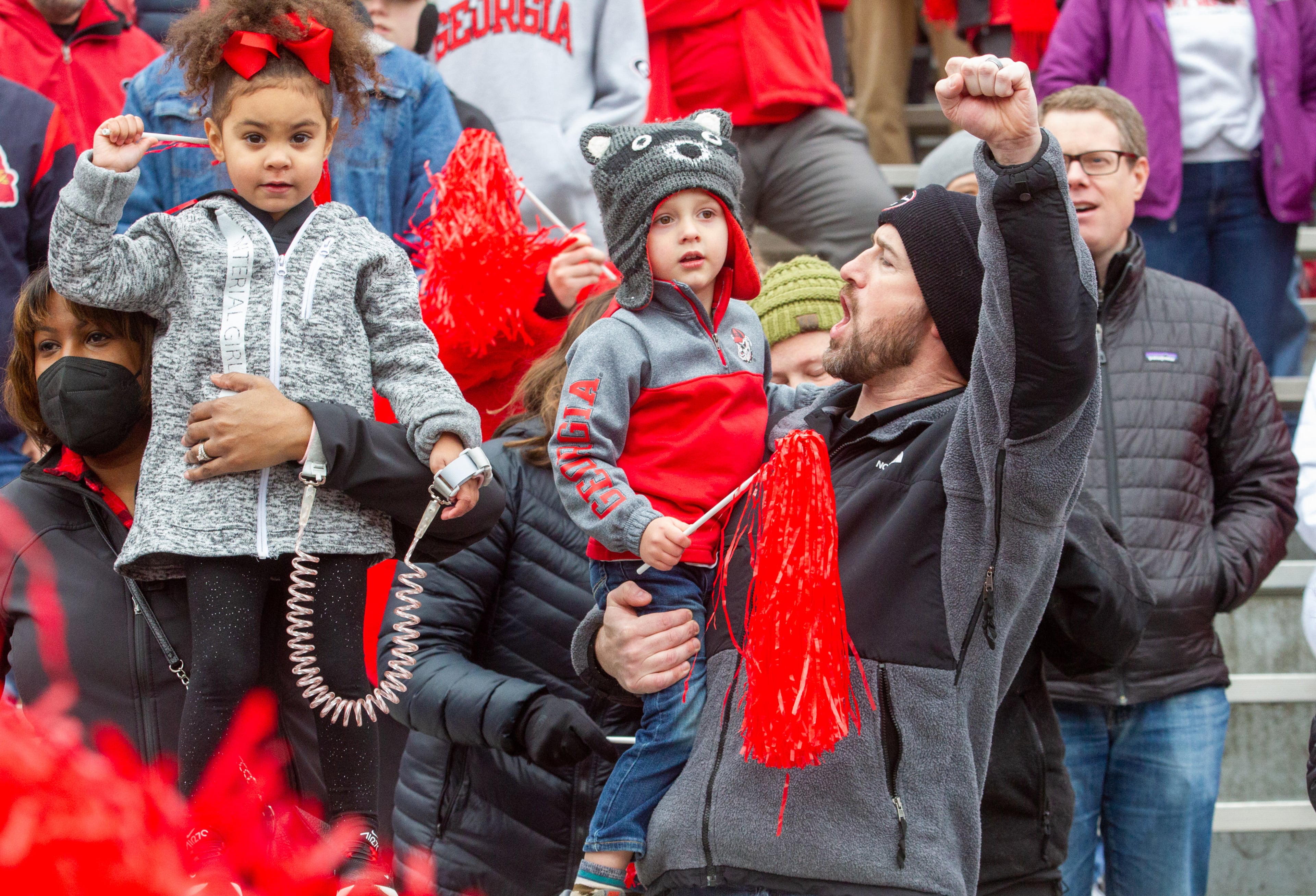 Fans cheer during the National Championship celebration at Stanford Stadium Saturday, January 15, 2020 STEVE SCHAEFER FOR THE ATLANTA JOURNAL-CONSTITUTION