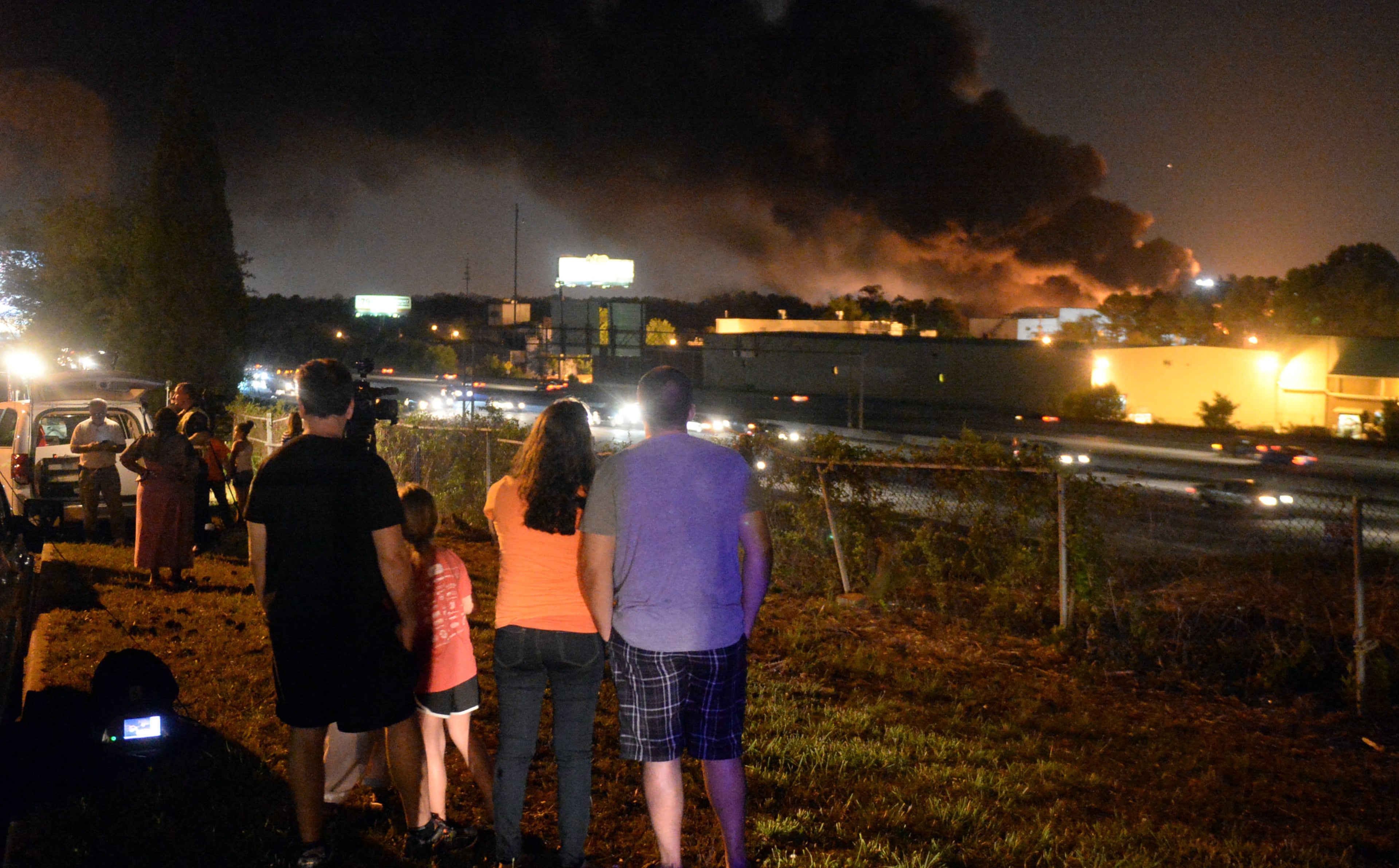 The smoke from the fire could be reportedly be seen from Cherokee County and downtown Atlanta.