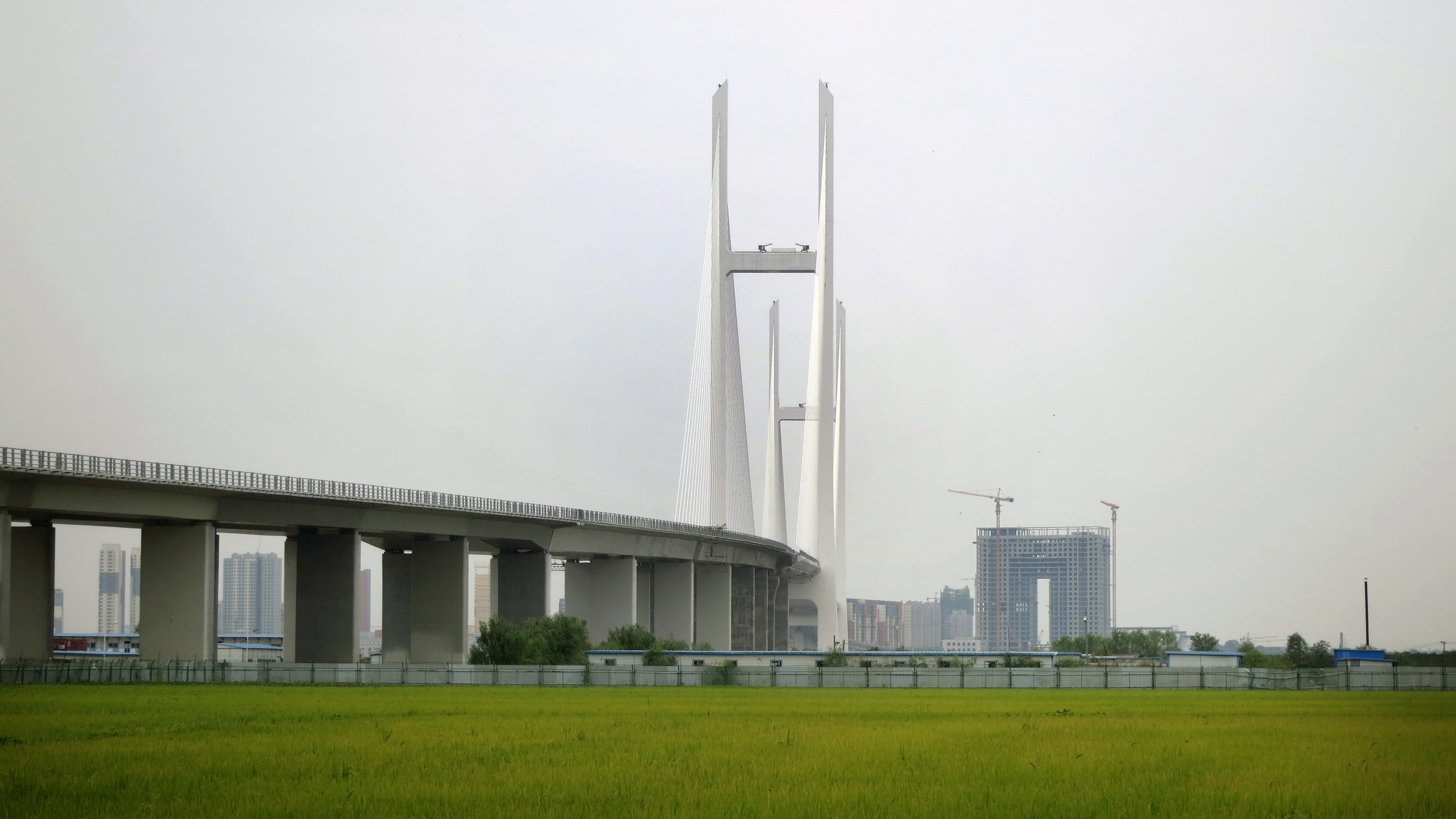 A new bridge connecting North Korea and China, seen from the North Korean side of the Yalu River border, on Sept. 2, 2014, where it touches down in rice fields in Sinuiju, North Korea. (AP Photo,File)