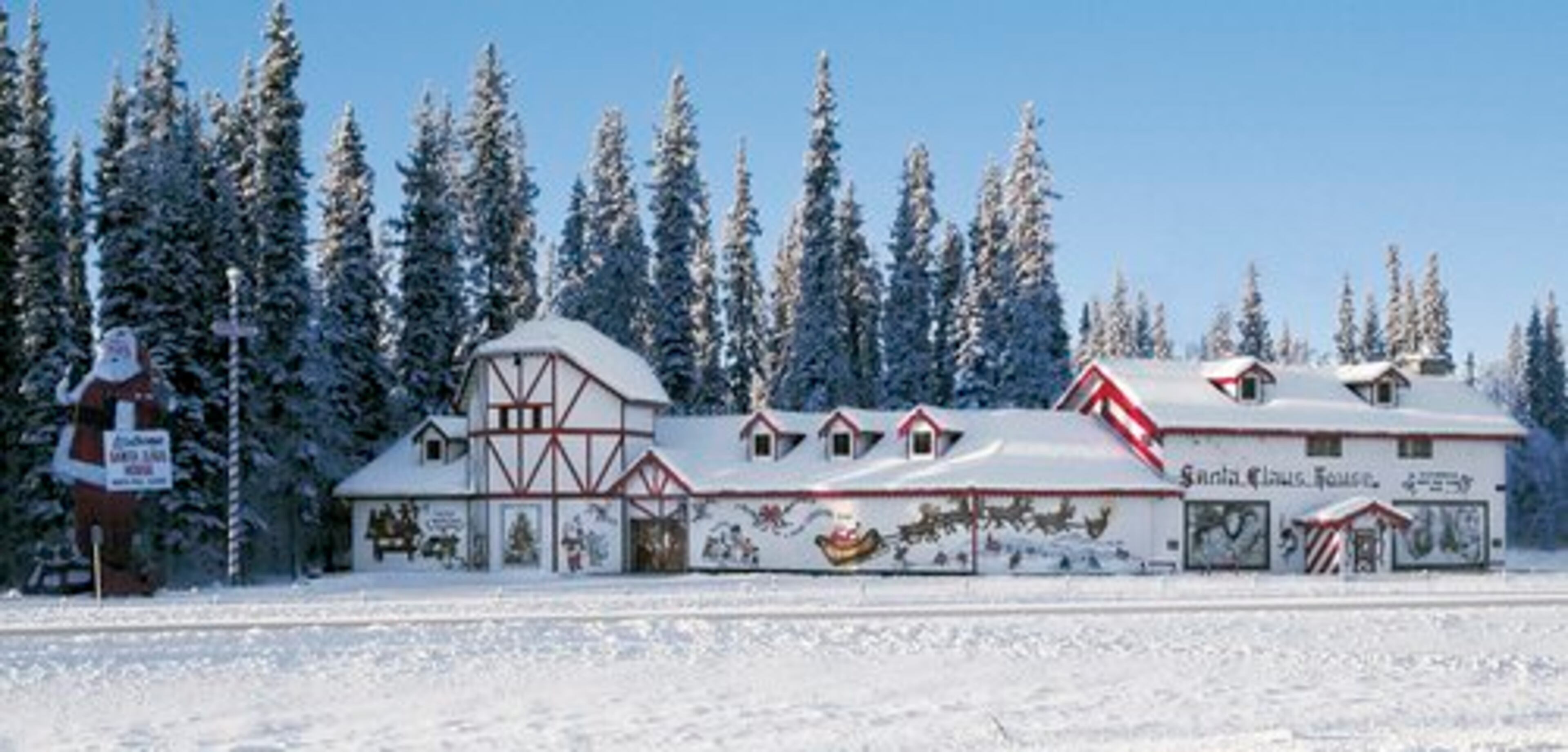 NORTH POLE, ALASKA: This North Pole, population 2,200, is 12 miles from Fairbanks; it was officially named in 1953. The Santa Claus House includes a gift shop, Santa and real reindeer. "Every year we receive thousands of letters to Santa from kids all over the world," said manager Paul Brown.