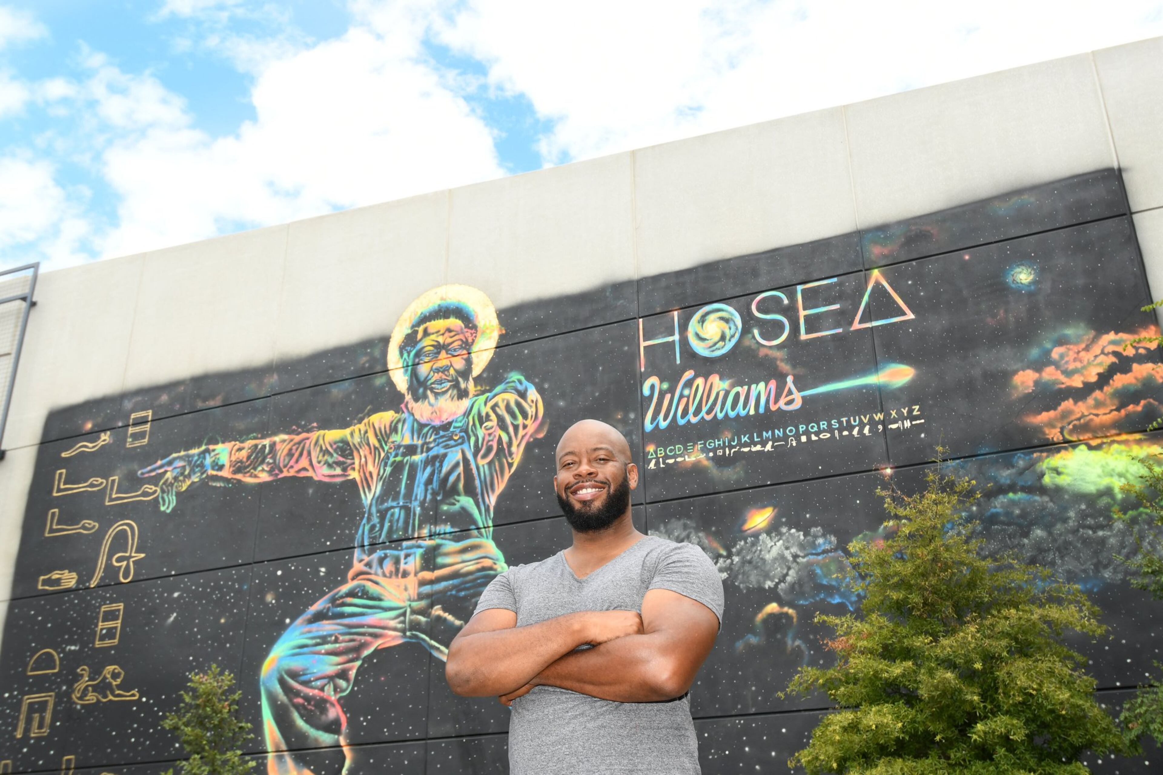 Artist Fabian Williams has created murals all over Atlanta, including one of civil rights leader and activist Hosea Williams on the parking deck of the Studioplex in Atlanta. CONTRIBUTED BY REBECCA BREYER