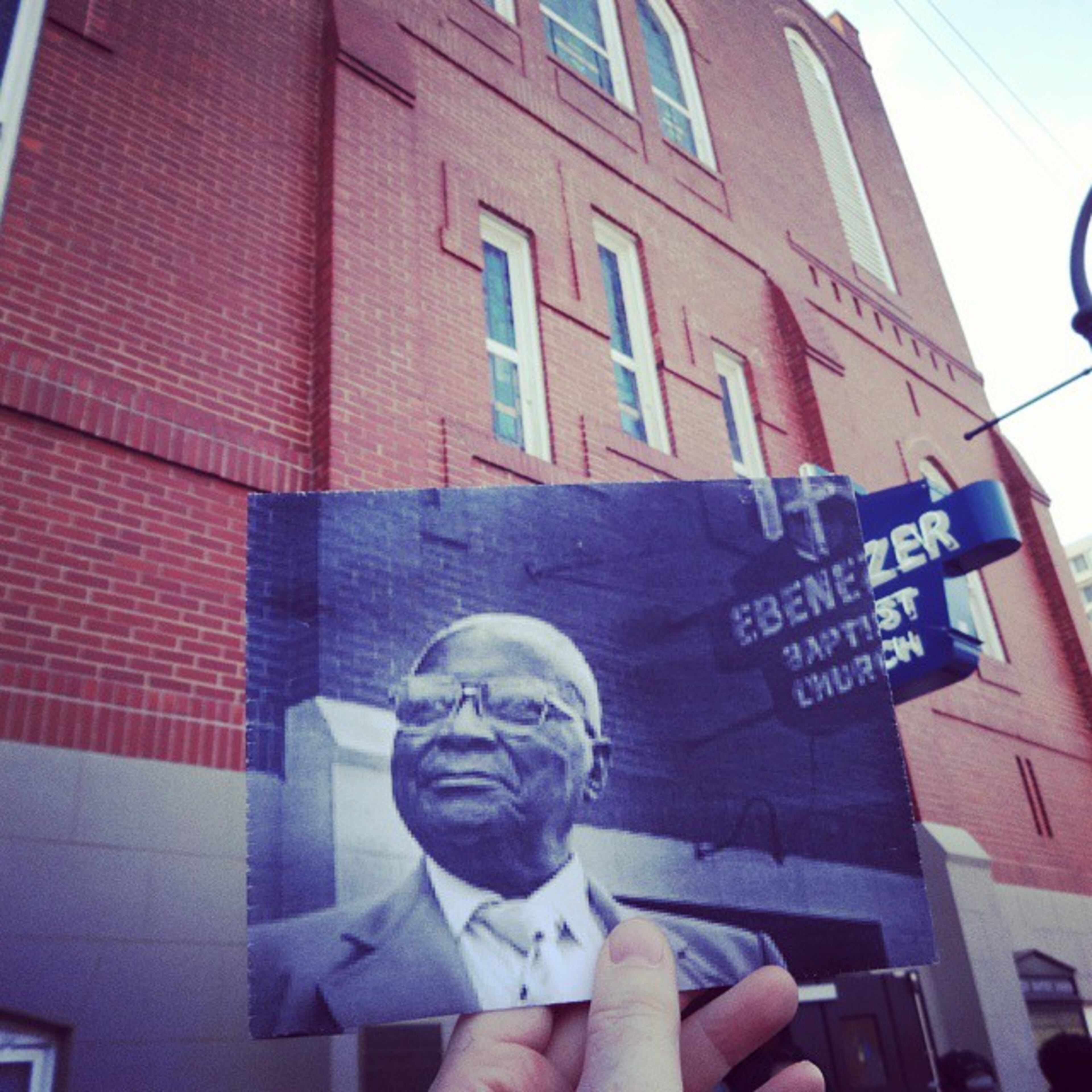Martin Luther King Sr. stands in front of Ebenezer Baptist Church on Auburn Avenue. Credit: Christopher Moloney. Used with permission. See more on his FILMography blog and his Instagram page.