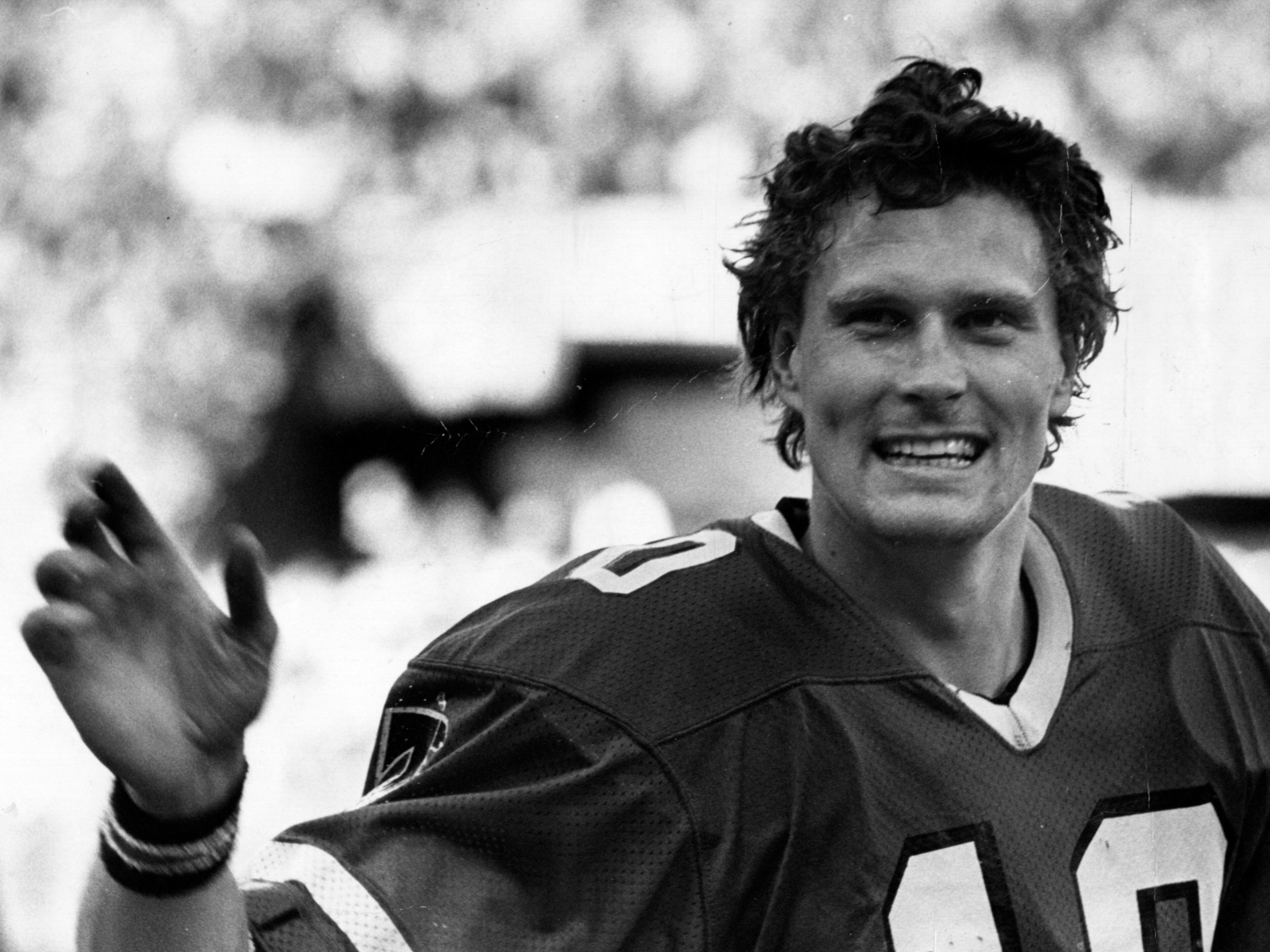 Steve Bartkowski enjoys a 1980 victory. (JOE BENTON/AJC staff) 1980