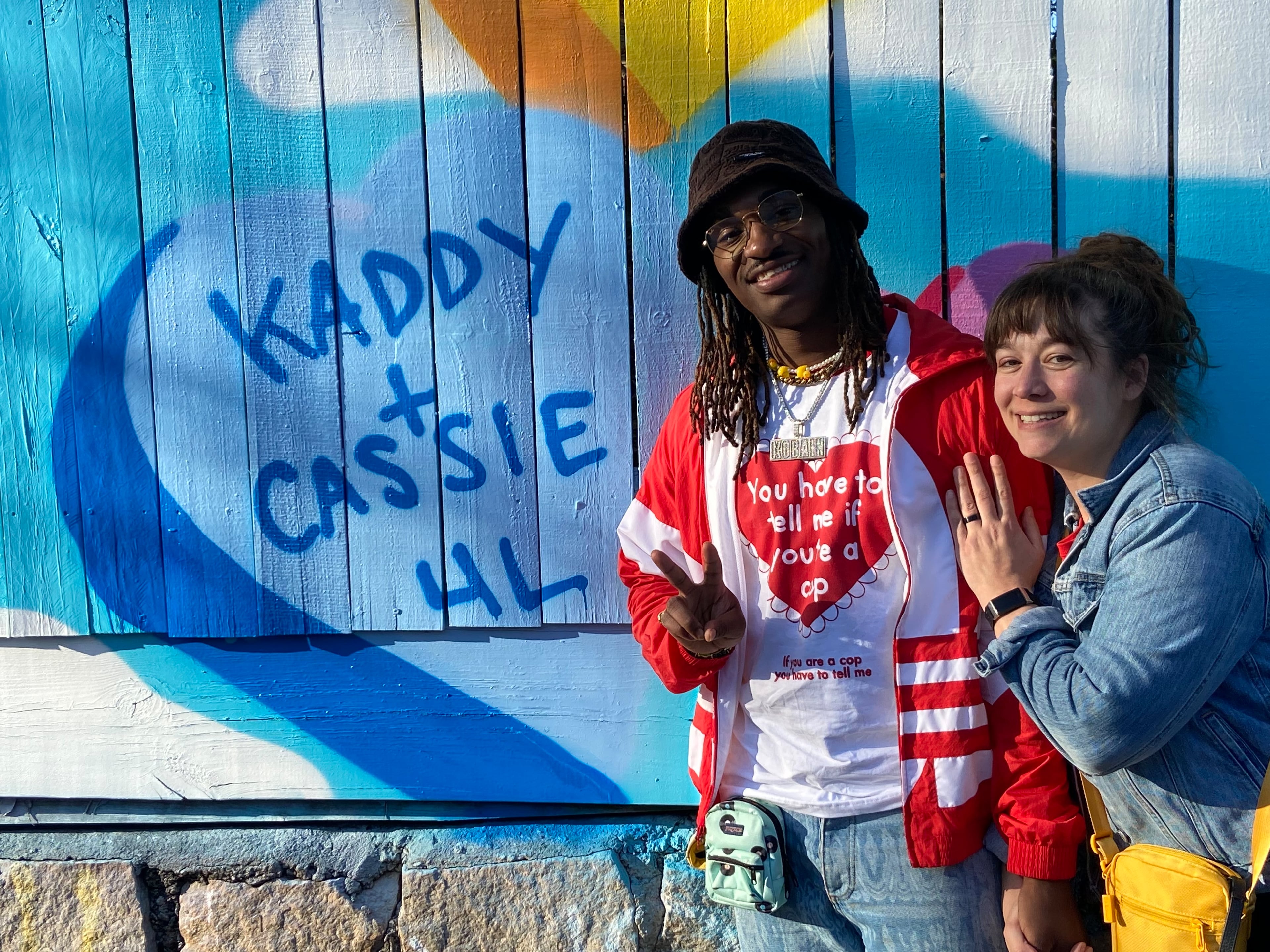 Kaddy Kobain sponsored a a heart message for his love Cassie Leymarie on the annual Little Five Point's Valentine's Day mural behind Savage Pizza. The mural is a community tradition and a fundraiser for Little 5 Points Cultural District. (Kelly Stocks photo)
