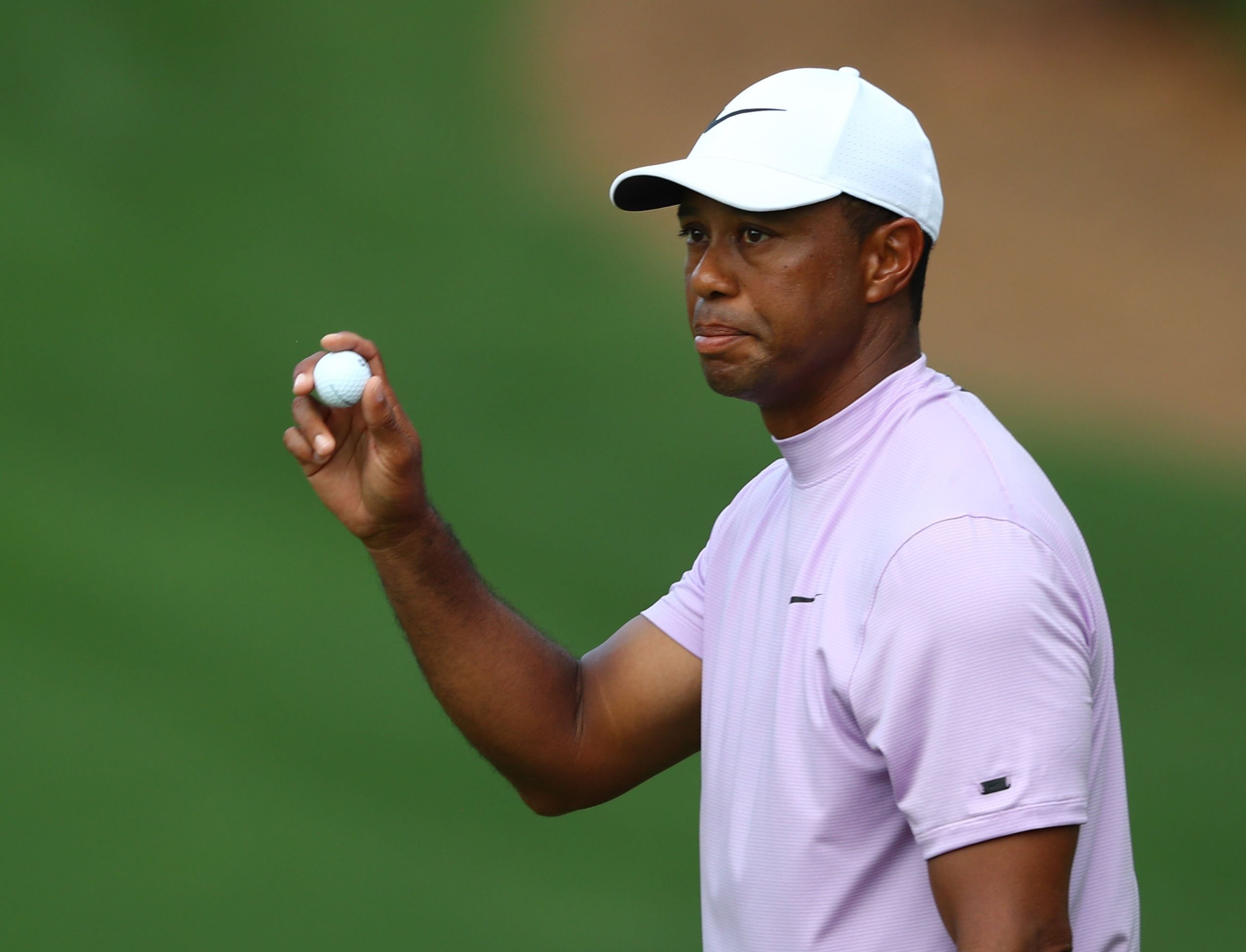 April 13, 2019 - Augusta - Tiger Woods after his par on 10 during the third round of the Masters Tournament Saturday, April 13, 2019, at Augusta National Golf Club in Augusta. Curtis Compton / ccompton@ajc.com