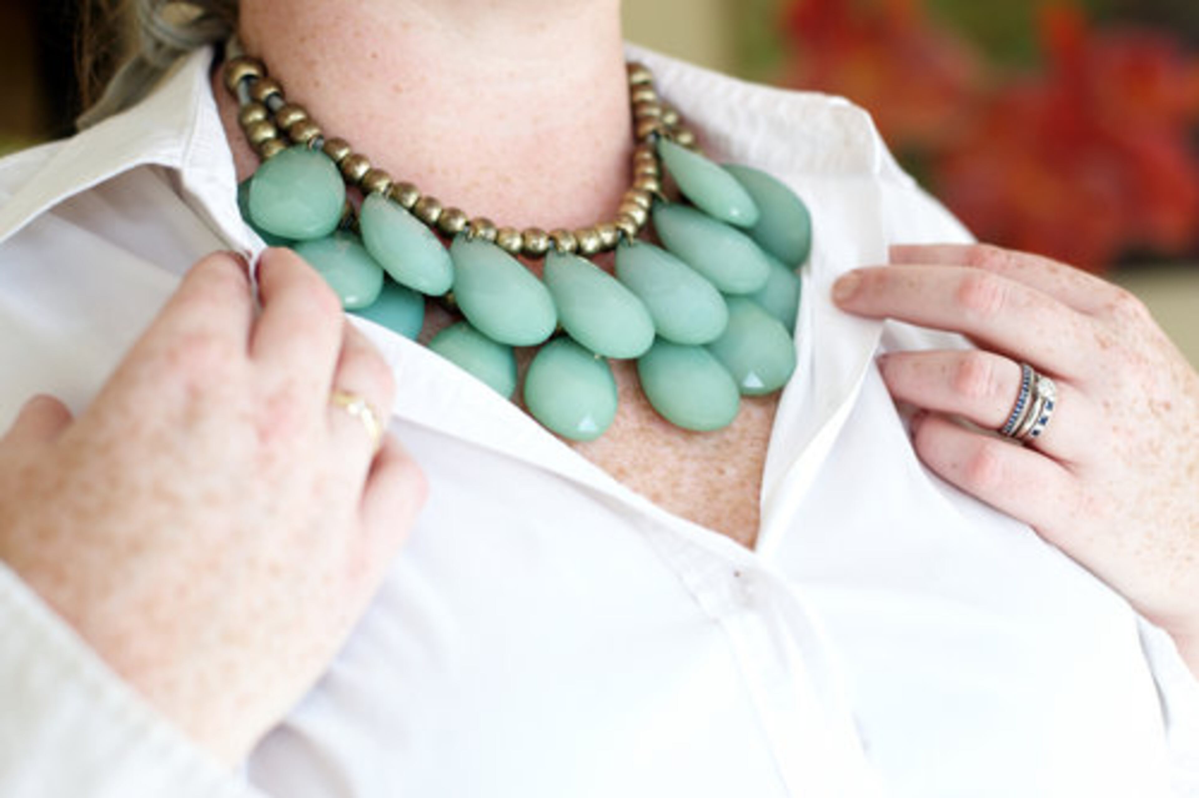 Ashley Baber's "Best Find" was this Stormy Sea necklace in sea foam green that was purchased from Anthropologie.