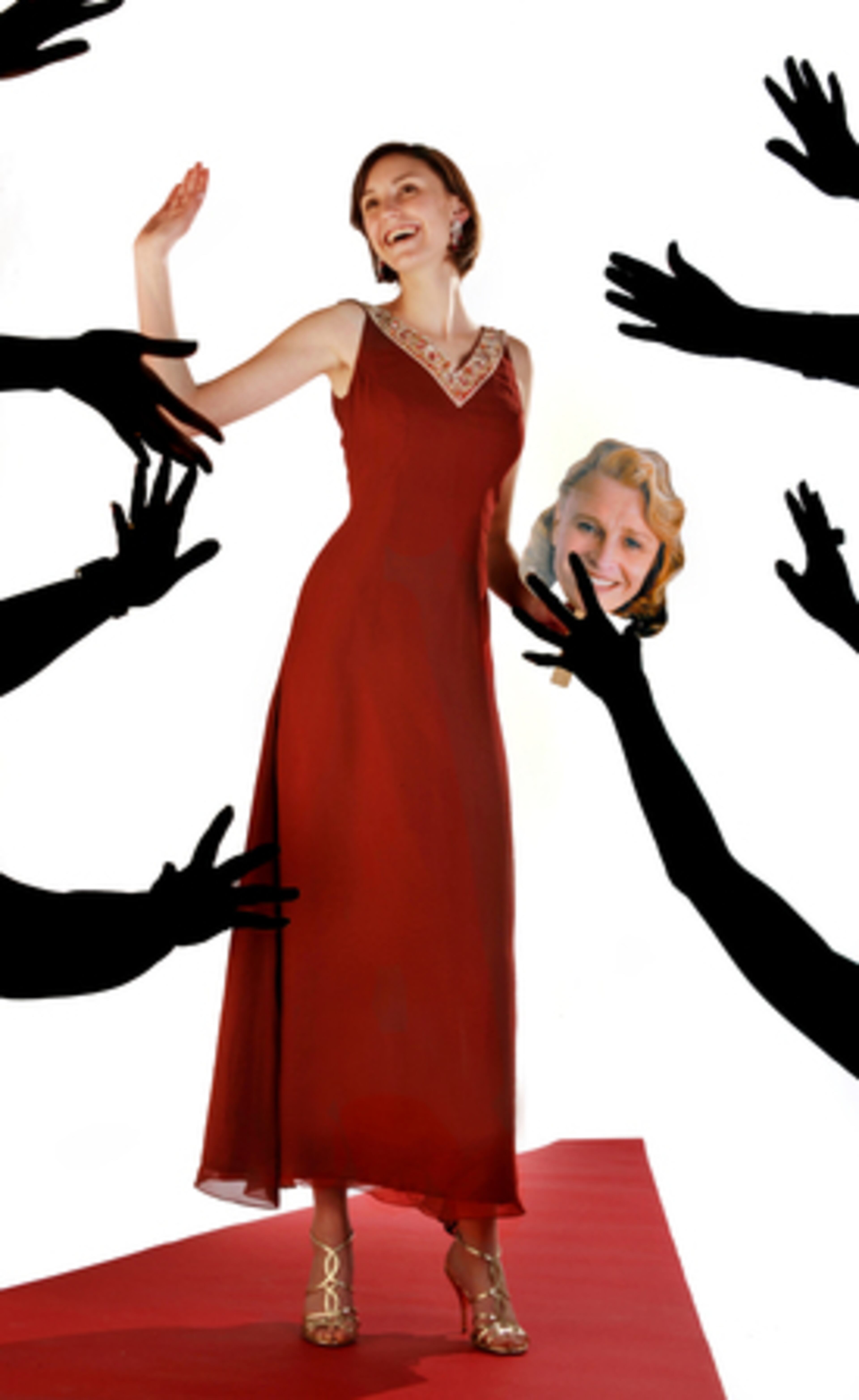 Christie dressed by: Prriya & Chintans Couture and JewelryGown: $450Earrings, ruby and diamond: $5,500Shoes: Valentino, $595 at SaksWhy: Rita Patel chose the red chiffon for its simplicity and shape. "It has the old nostalgic Audrey Hepburn feeling, and the beading and Swarovski crystals on the neckline fit in with old Hollywood glamour," she said.