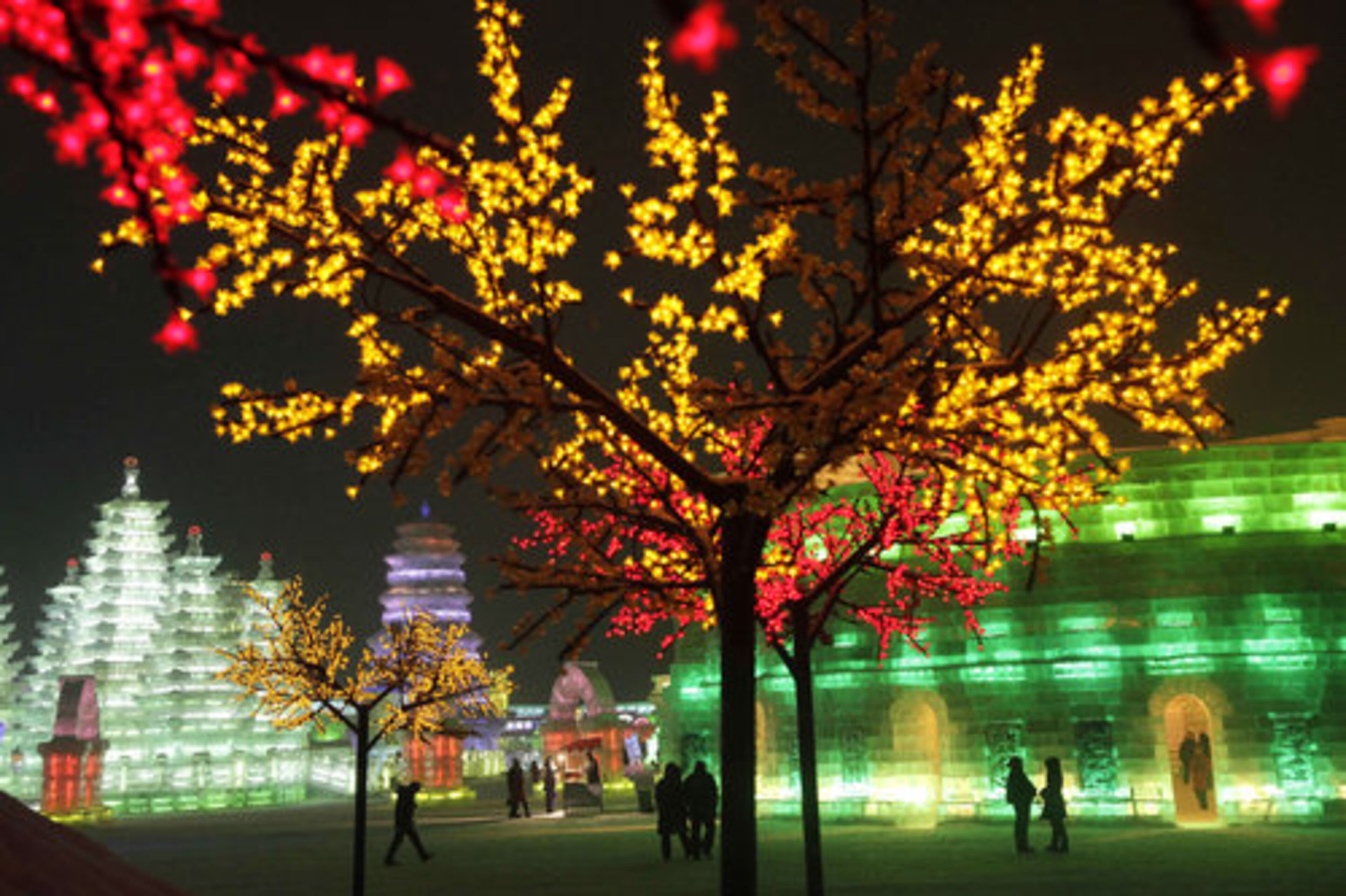 Visitors enjoy the sights at the Harbin International Ice and Snow festival held in Harbin in northeastern China's Heilongjiang province.