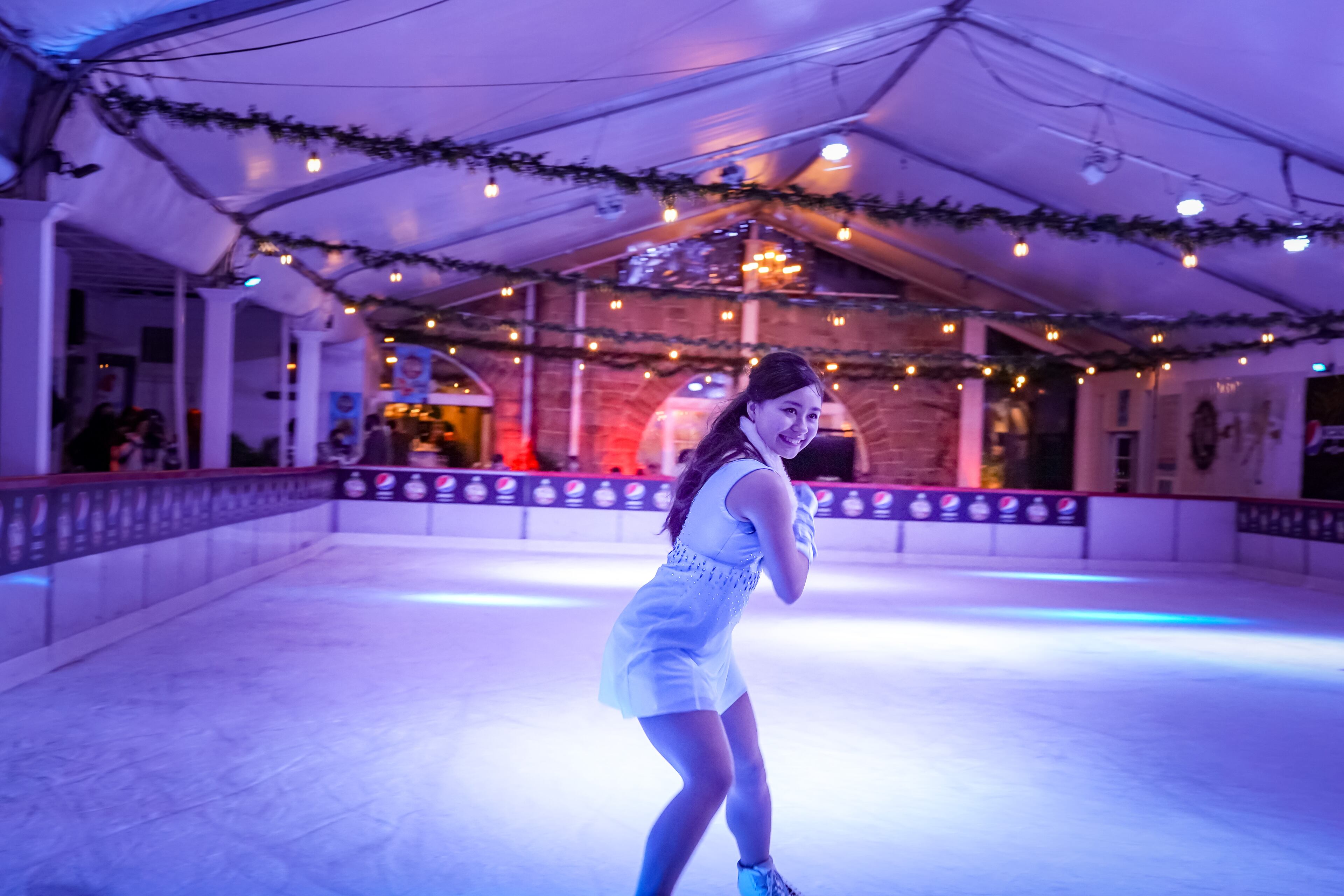 A talented skater practices her routine at the rink at Park Tavern.
Courtesy of Park Tavern.
