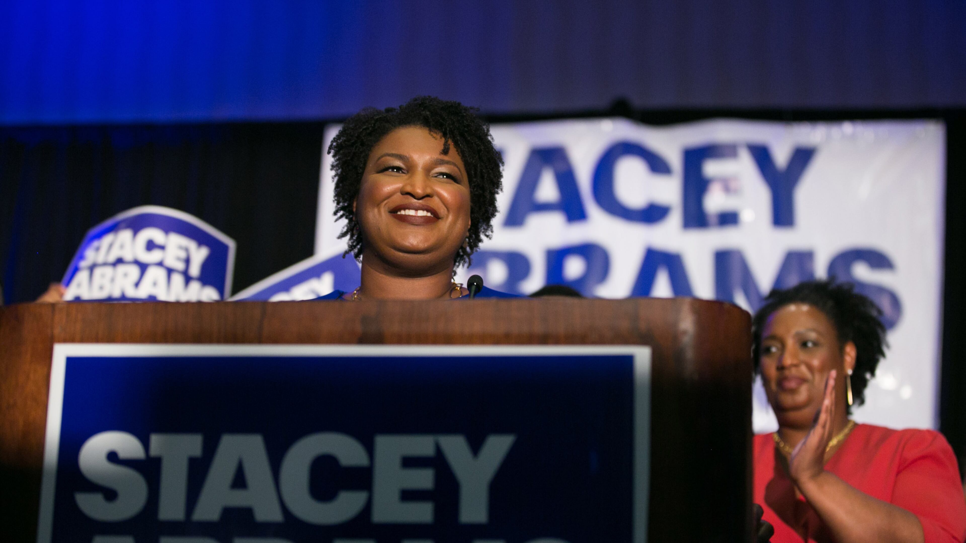 Stacey Abrams takes the stage to claim the Democratic nomination for governor of Georgia on Tuesday. Jessica McGowan/Getty Images