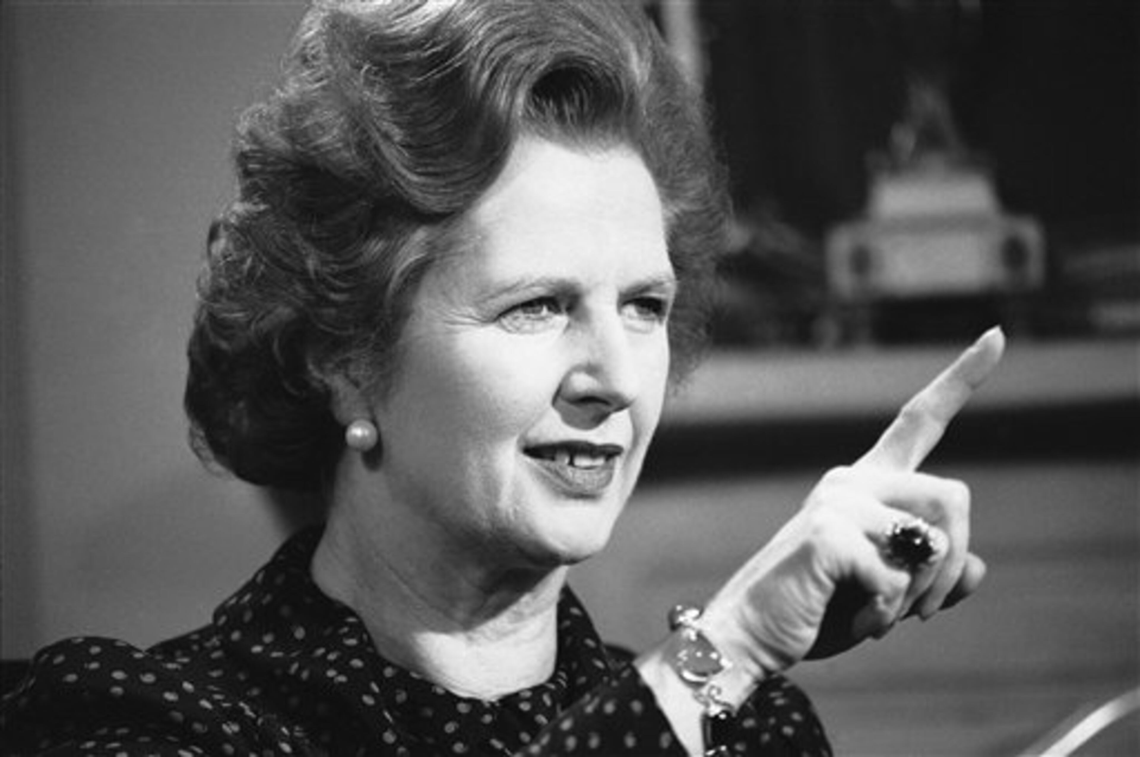 British Prime Minister Margaret Thatcher appears on NBC?s Today television, Friday, Feb. 27, 1981 in Washington. The segment of the show was televised live from the Blair House, Mrs. Thatcher?s residence while in Washington. (AP Photo/Daugherty)