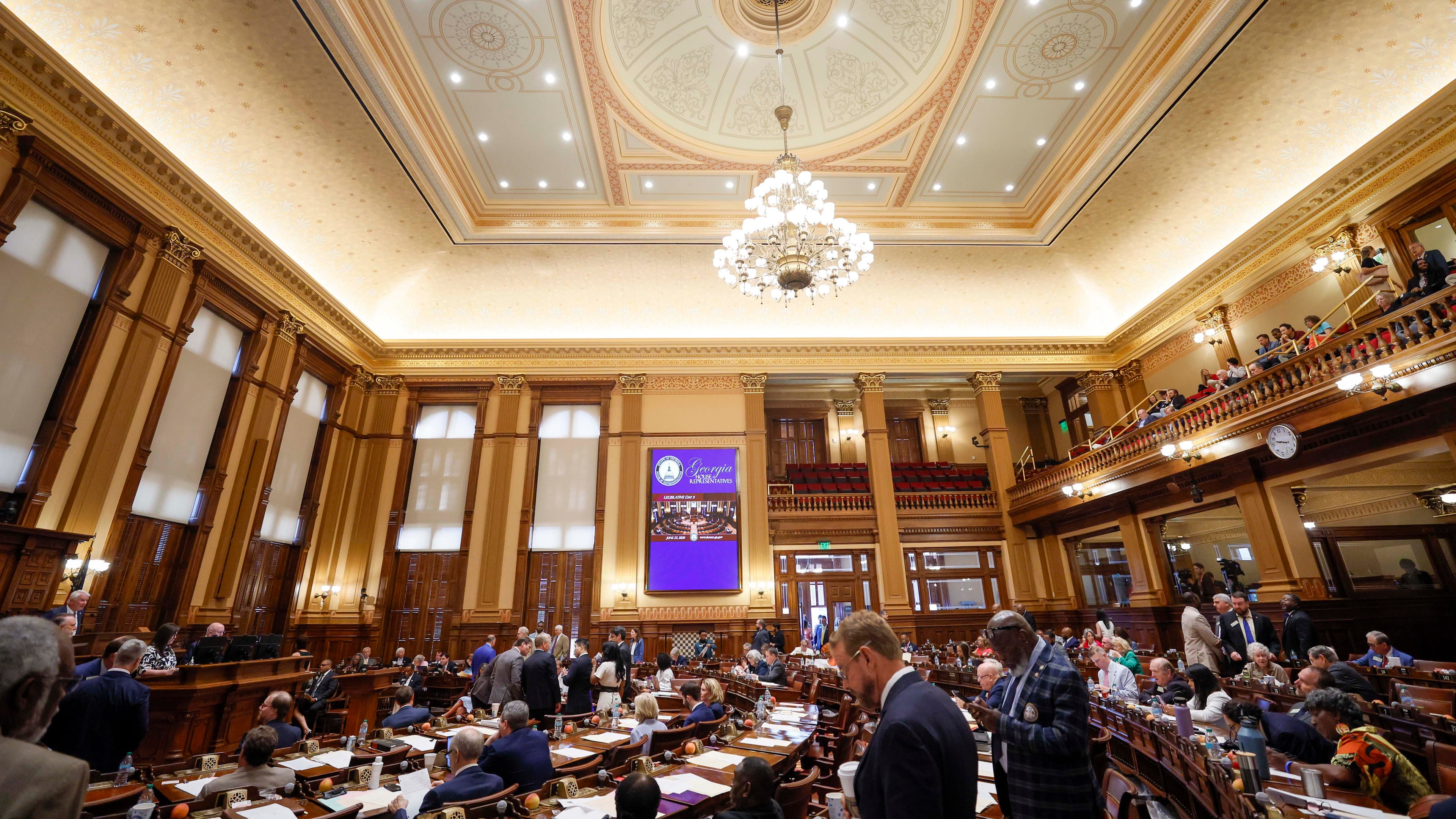 Members of the state House of Representatives at the start of the final day of a special legislative session at the Georgia Capitol in Atlanta on Tuesday. (Miguel Martinez/AJC)