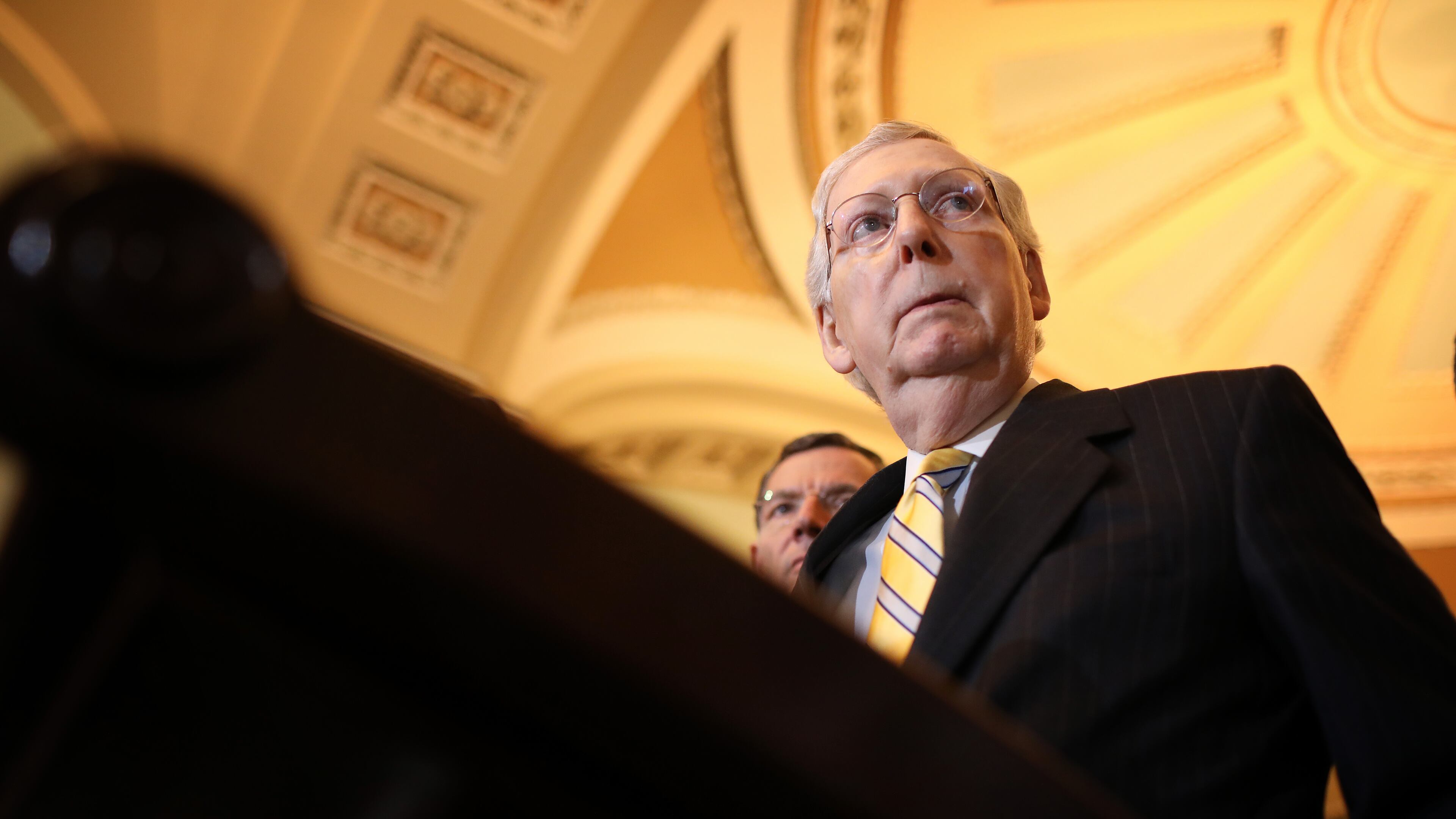 Senate Majority Leader Mitch McConnell answers questions during a press conference at the U.S. Capitol on May 14, 2019 . (Photo by Win McNamee/Getty Images)