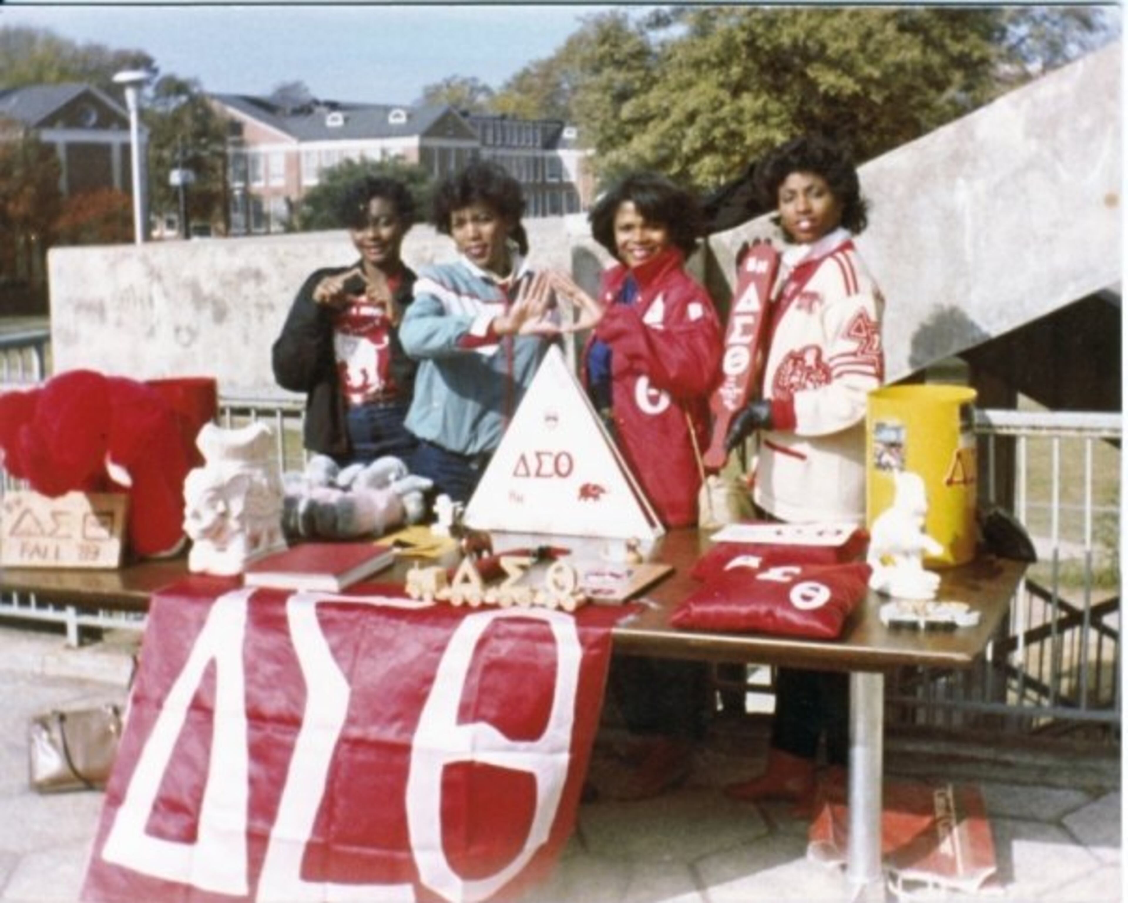Delta/May Week at Alabama State University in May 1984. Arlesa Houser is third from the left.