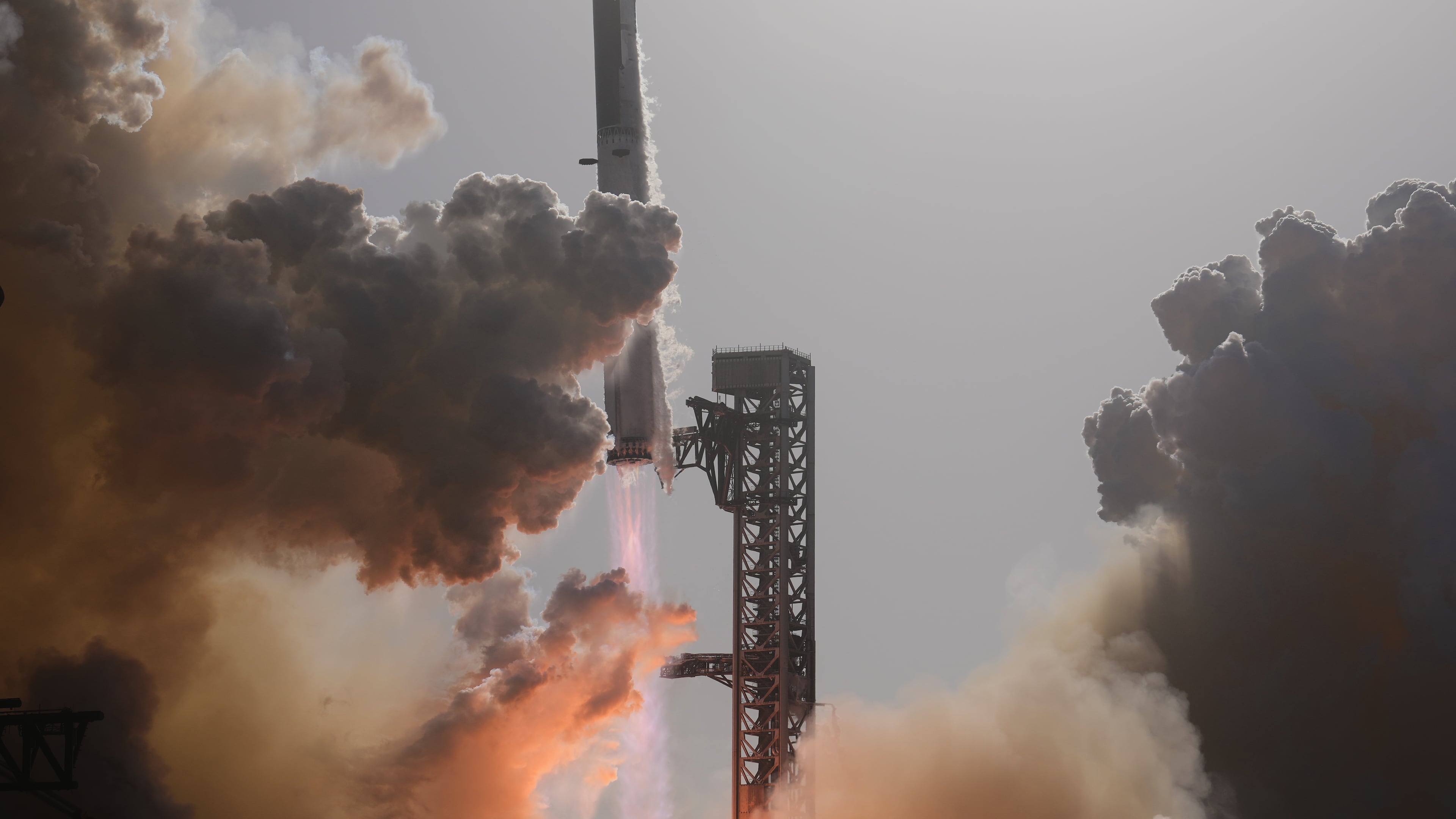 SpaceX's mega rocket Starship lifts off for a test flight from Starbase, Texas, Friday, July 24, 2026. (AP Photo/Eric Gay)
