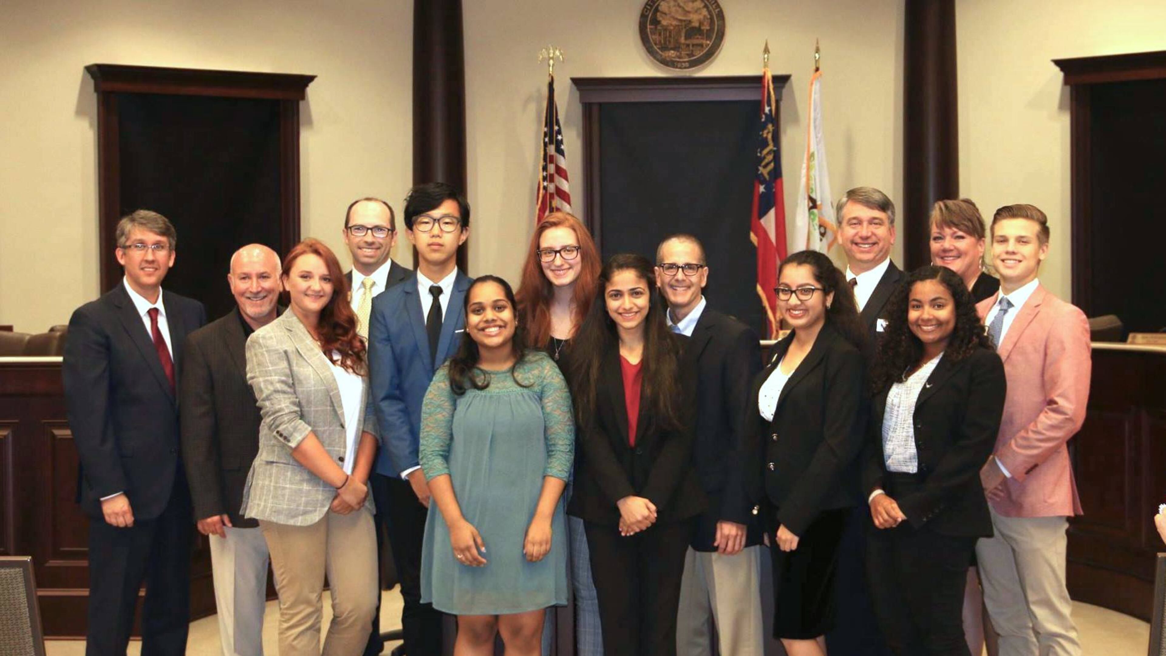 Sugar Hill’s 2018-2019 Youth Council with city leaders. (Courtesy City of Sugar Hill)