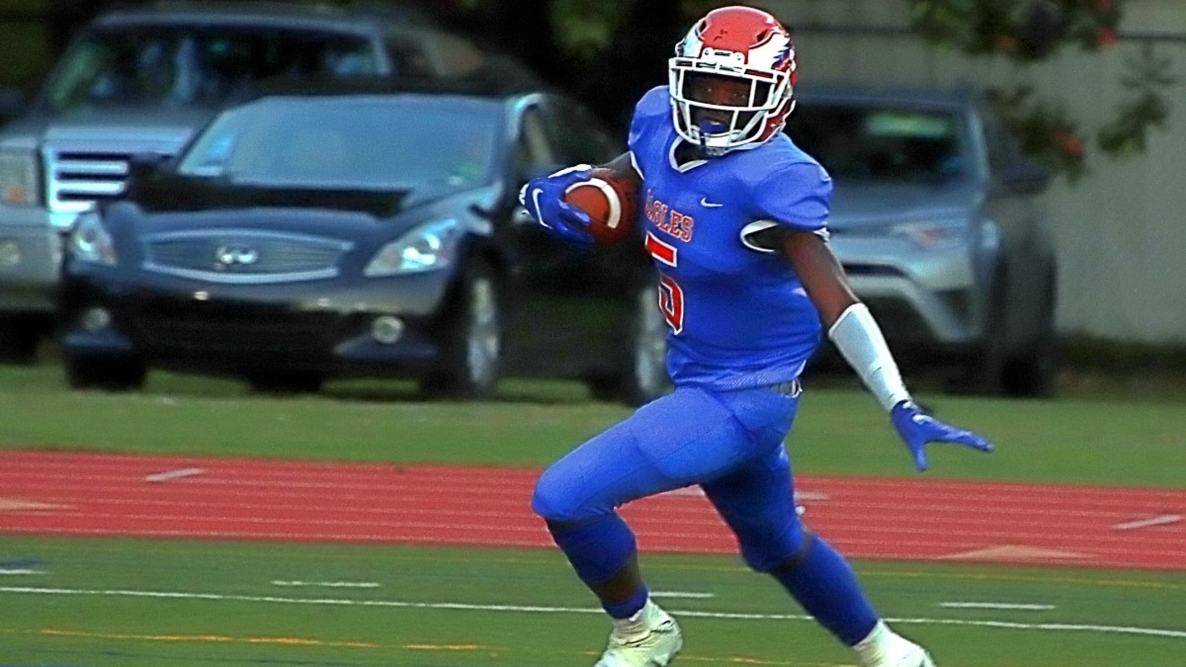 Columbia’s Royce Tolbert had a pair of big plays in the first half to key the Eagles’ 21-14 win over Pace Academy in their Region 6-2A opener. (Photo by Mark Brock/DeKalb County Schools)
