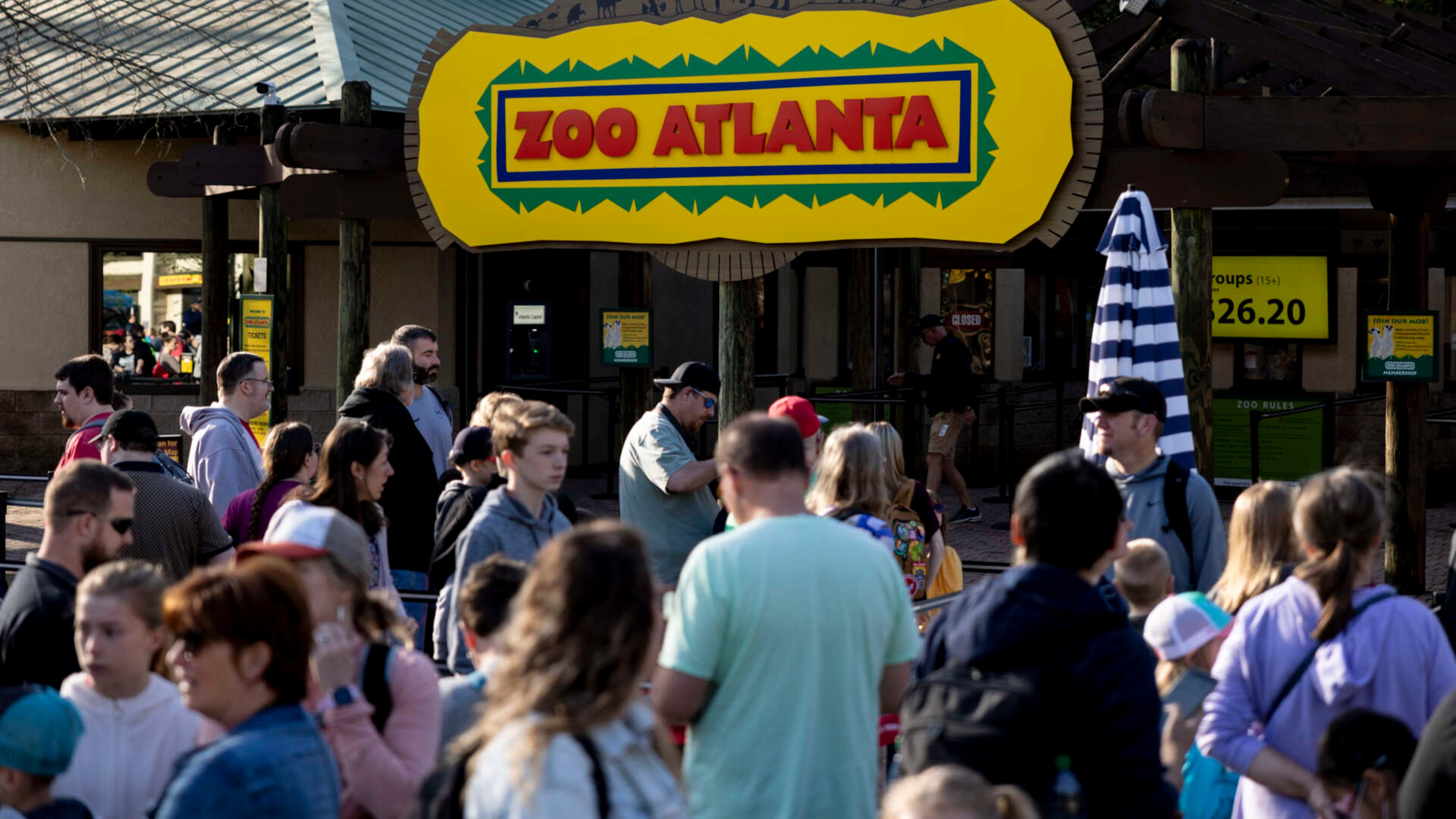 Families gather near the entrance of Zoo Atlanta. Starting June 1, Zoo Atlanta will launch a new discount program for anyone who benefits from the Supplemental Nutrition Assistance Program (SNAP). The zoo's new program will replace its previous library pass program in order to more specifically target low-income families. (Courtesy of Zoo Atlanta)