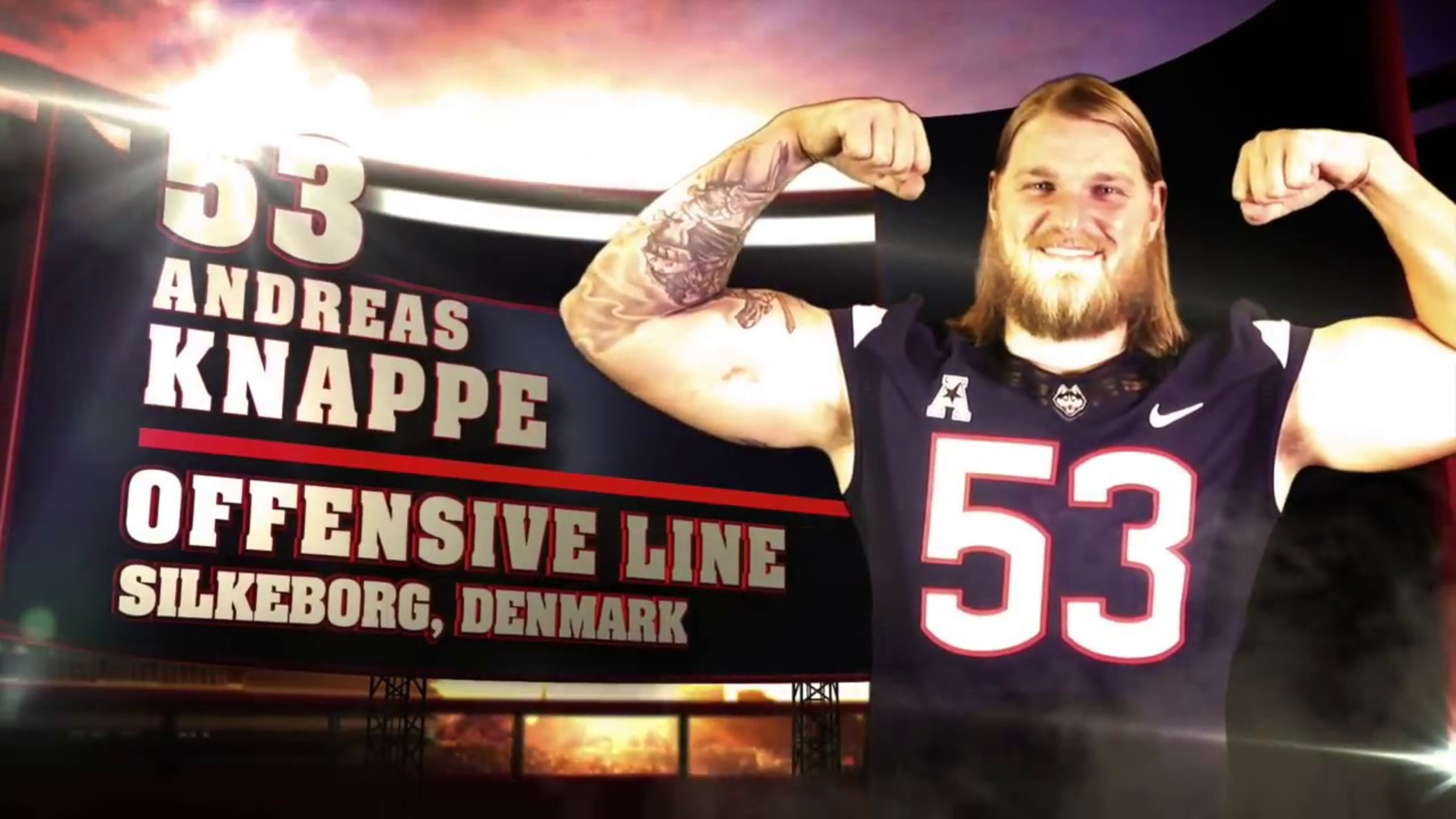 Andreas Knappe starred at Connecticut before signing with the Falcons.