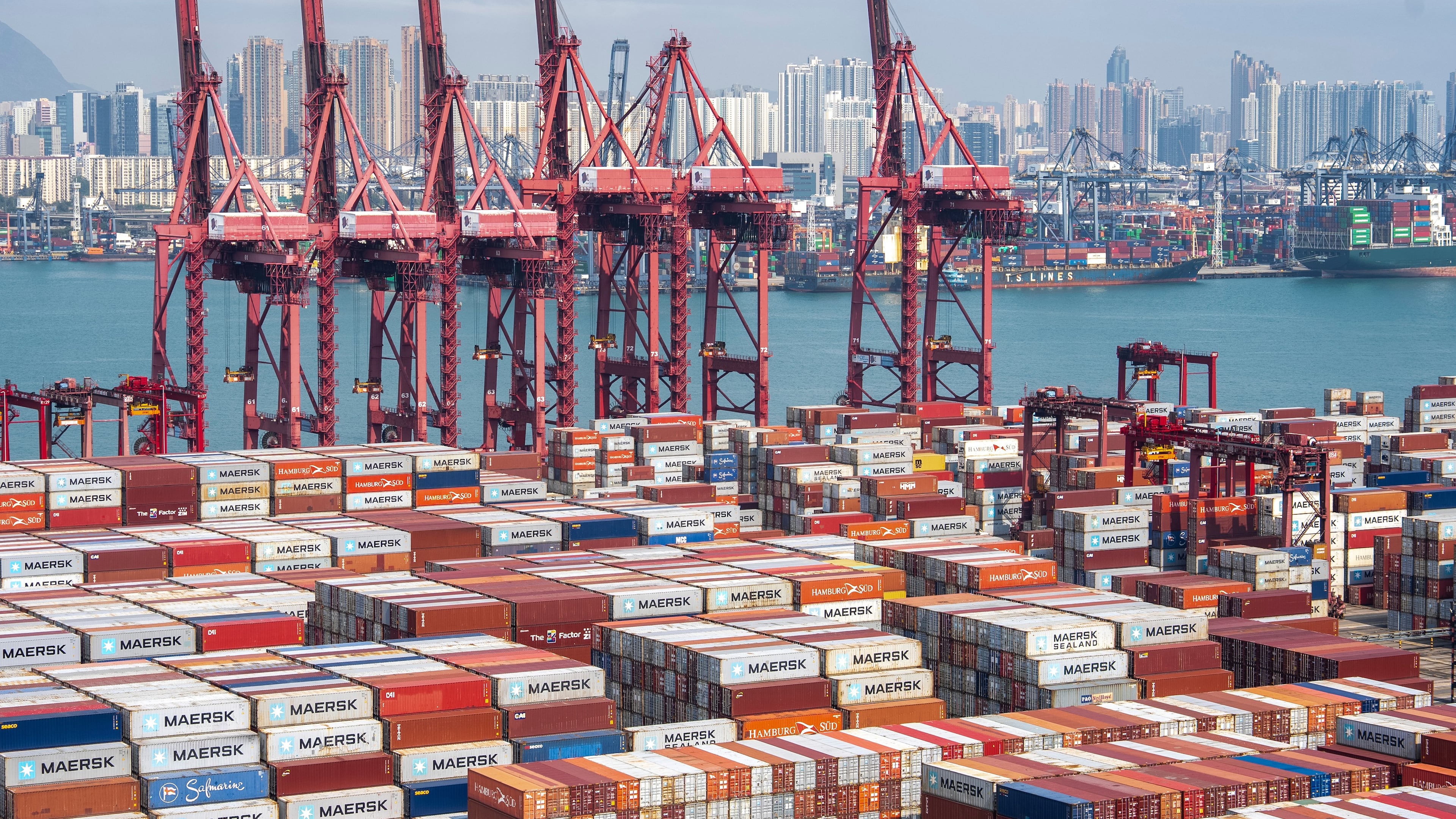 FILE - Containers pile up at Kwai Chung Container terminal in Hong Kong, Apr. 8, 2025. (AP Photo/Chan Long Hei, File)