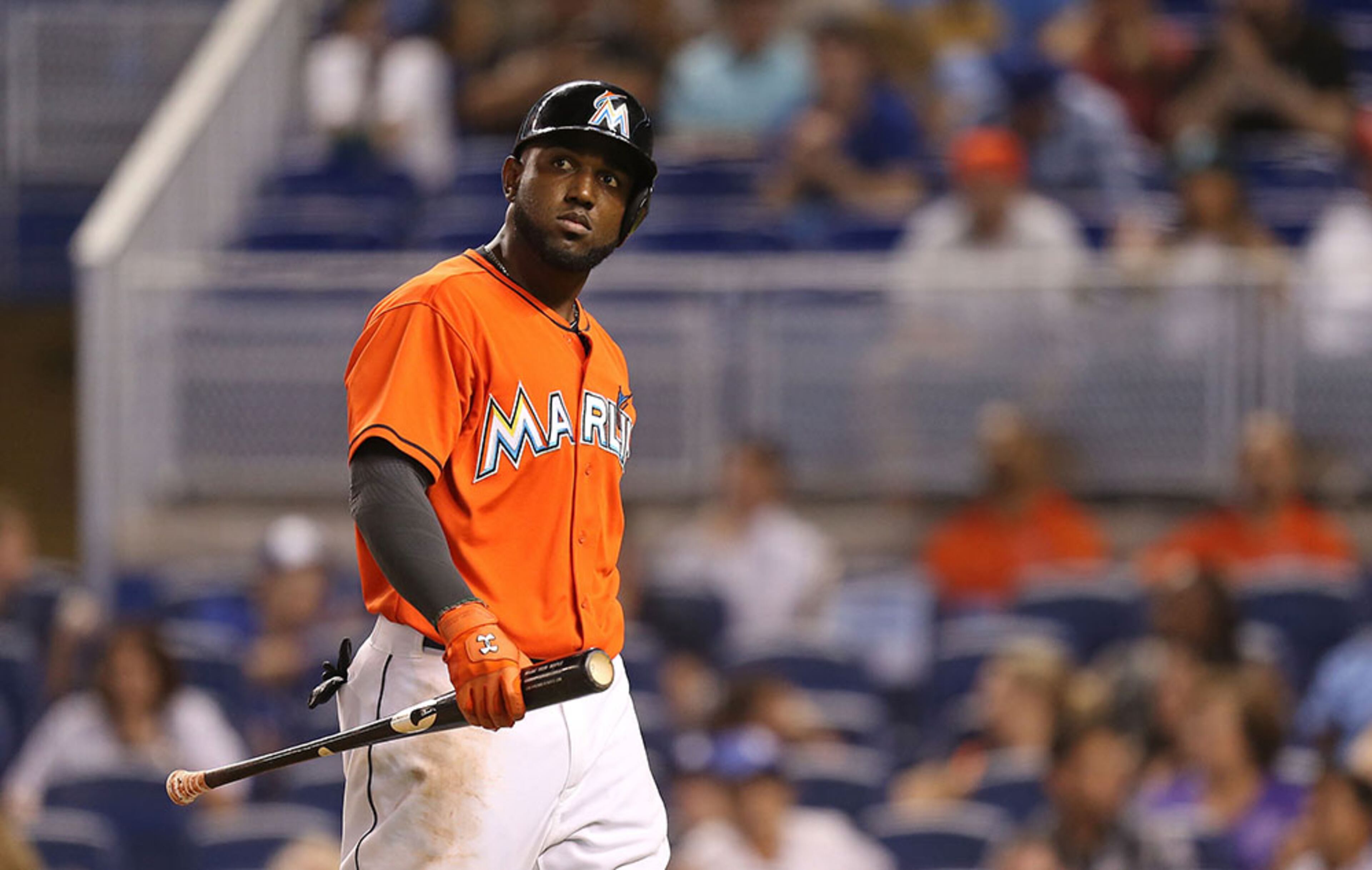 Marlins outfielder Marcell Ozuna is among the names associated with a potential trade for Braves pitcher Julio Teheran.