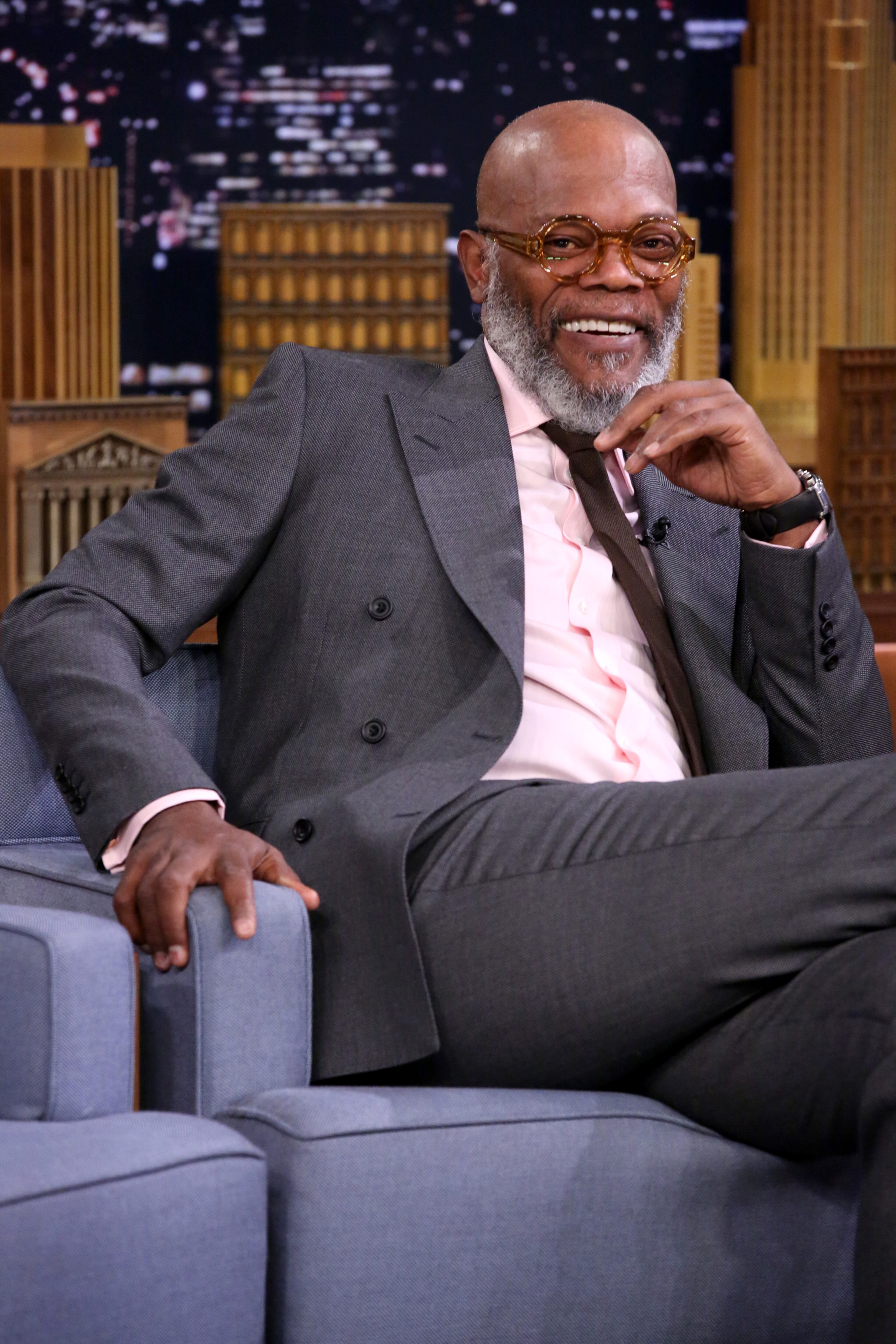 THE TONIGHT SHOW STARRING JIMMY FALLON -- Episode 0210 -- Pictured: Actor Samuel L. Jackson on February 13, 2015 -- (Photo by: Douglas Gorenstein/NBC/NBCU Photo Bank via Getty Images)
