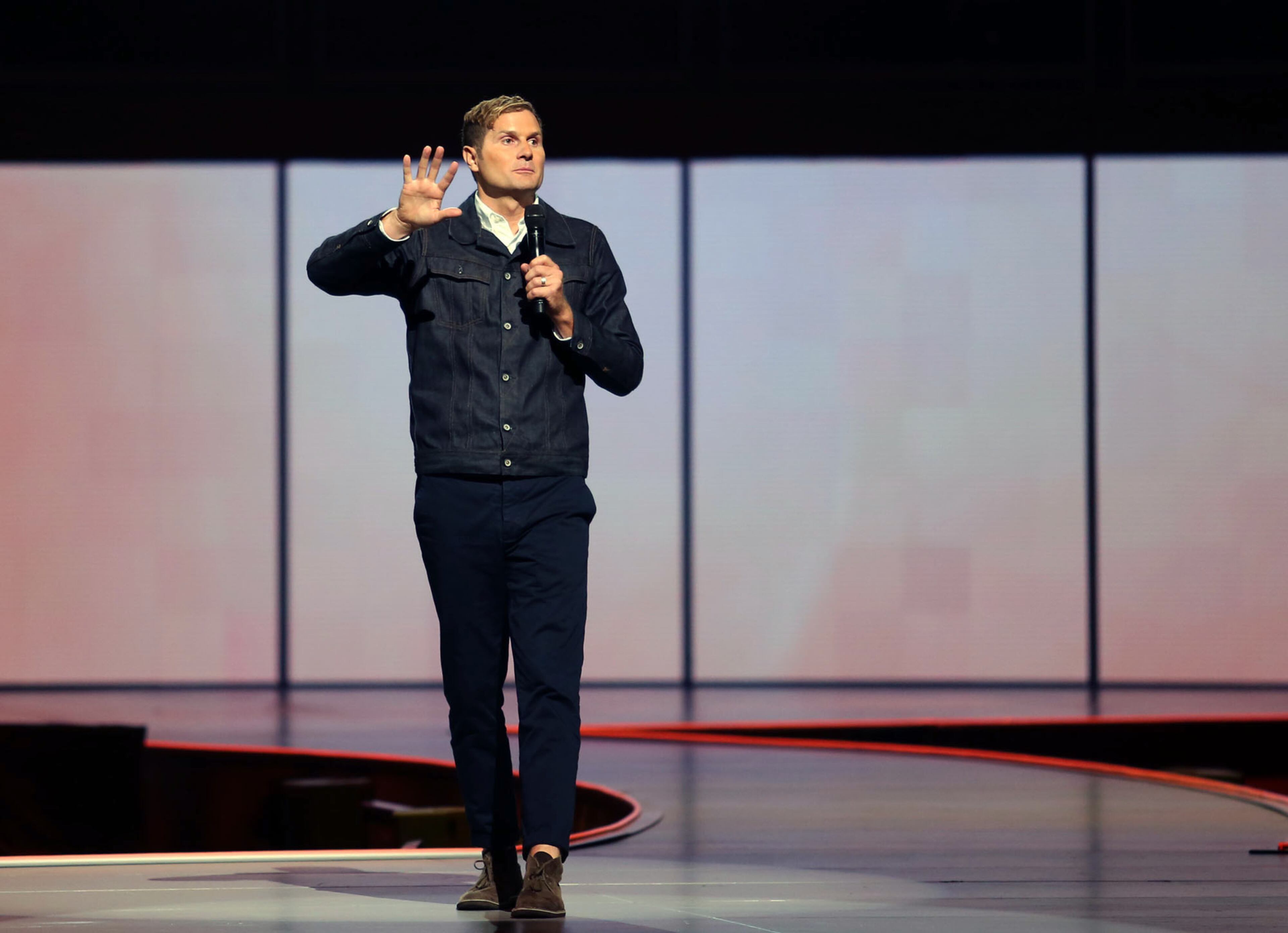 Pastor Rob Bell gives a talk on "Everything is Spiritual," during Oprah Winfrey's "The Life You Want Weekend" in Atlanta on Saturday, Sept. 6, 2014. (Akili-Casundria Ramsess/Special to the AJC)