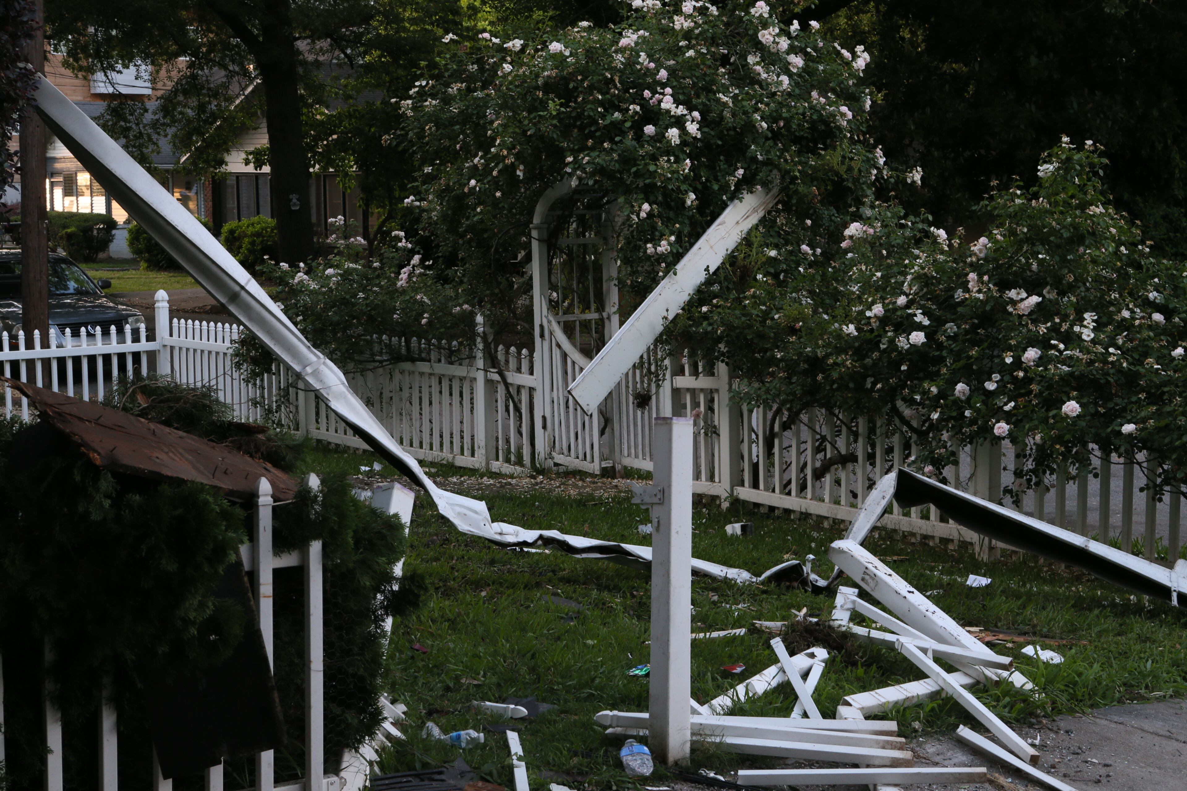 A car theft suspect fleeing police became a one-man wrecking crew early Tuesday, hitting a house as well as several cars parked along a northwest Atlanta street. JOHN SPINK/JSPINK@AJC.COM
