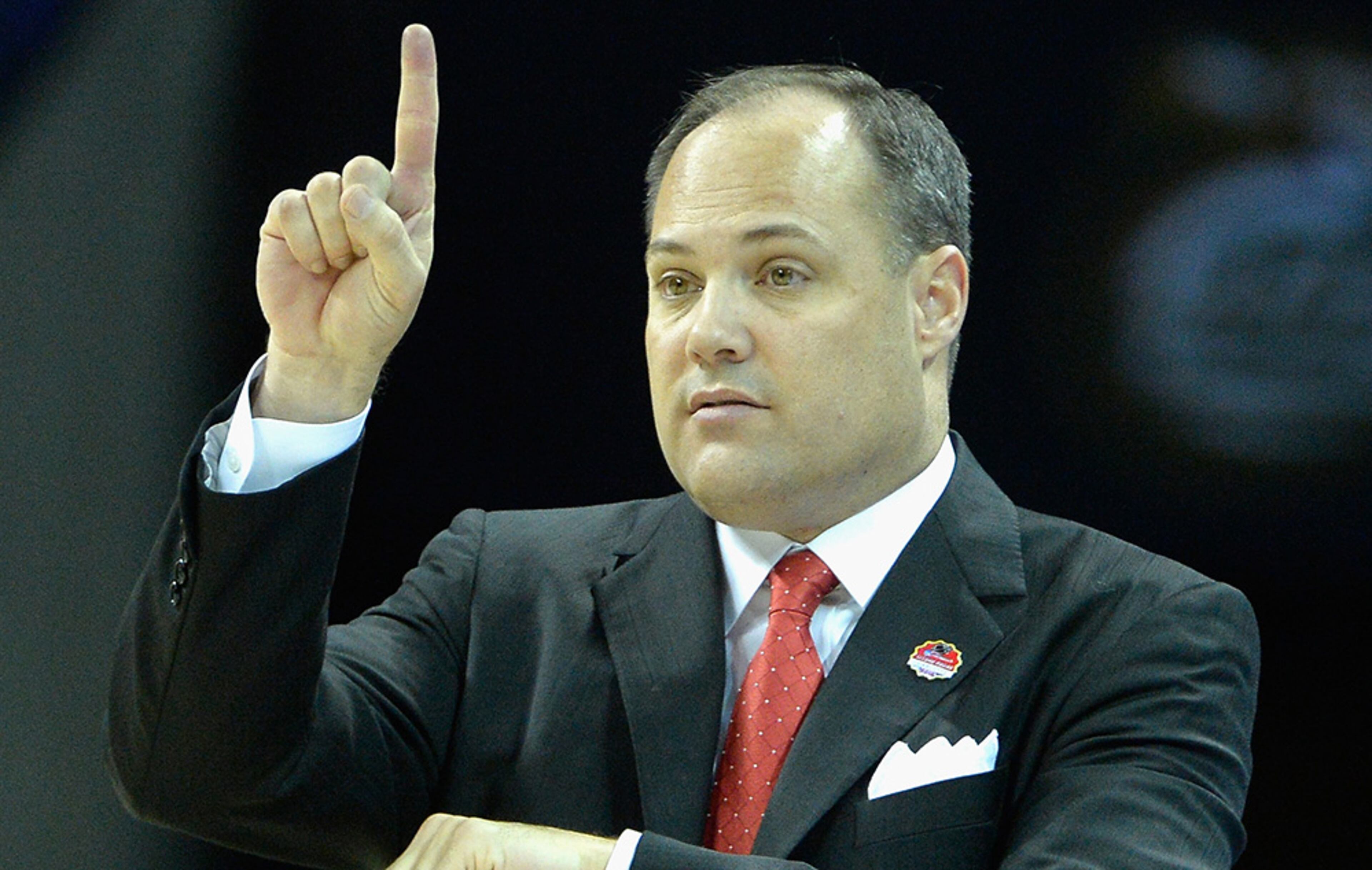 Georgia head coach Mark Fox gives his Bulldogs direction against the Michigan State Spartans during the second round of the 2015 NCAA Men's Basketball Tournament at Time Warner Cable Arena on March 20, 2015 in Charlotte, N.C.