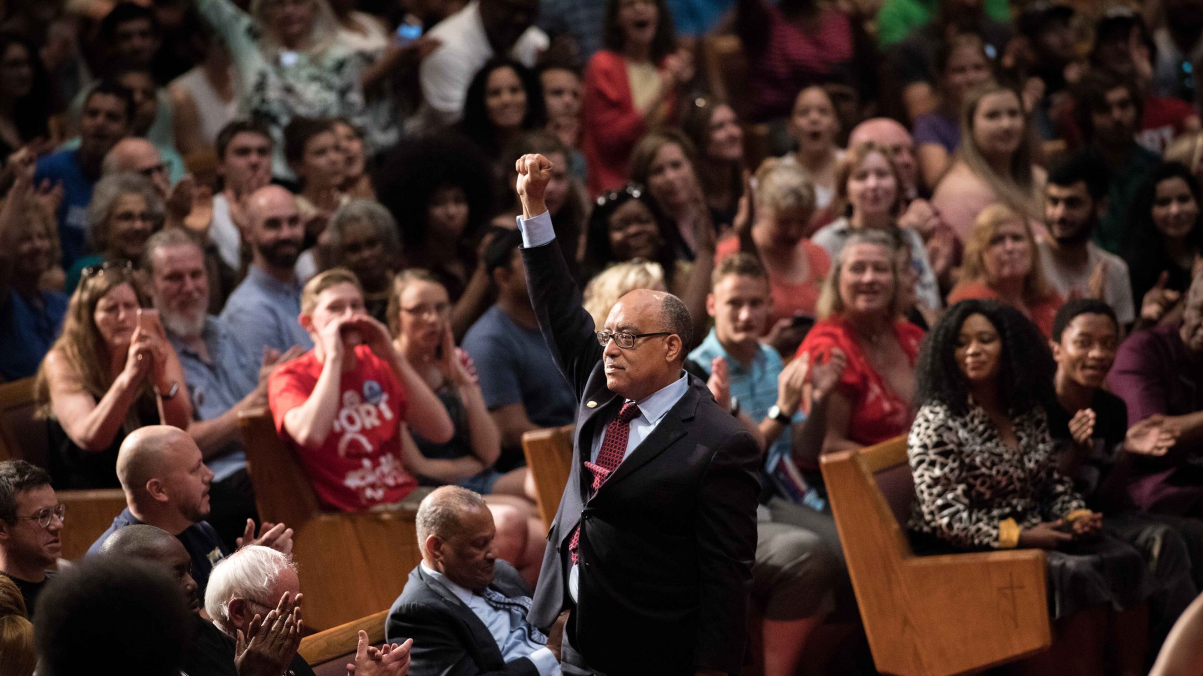 Atlanta mayoral candidate Vincent Fort gestures to supporters during a campaign rally at Saint Phillip AME Church, Saturday, Sept. 30, 2017. BRANDEN CAMP / SPECIAL