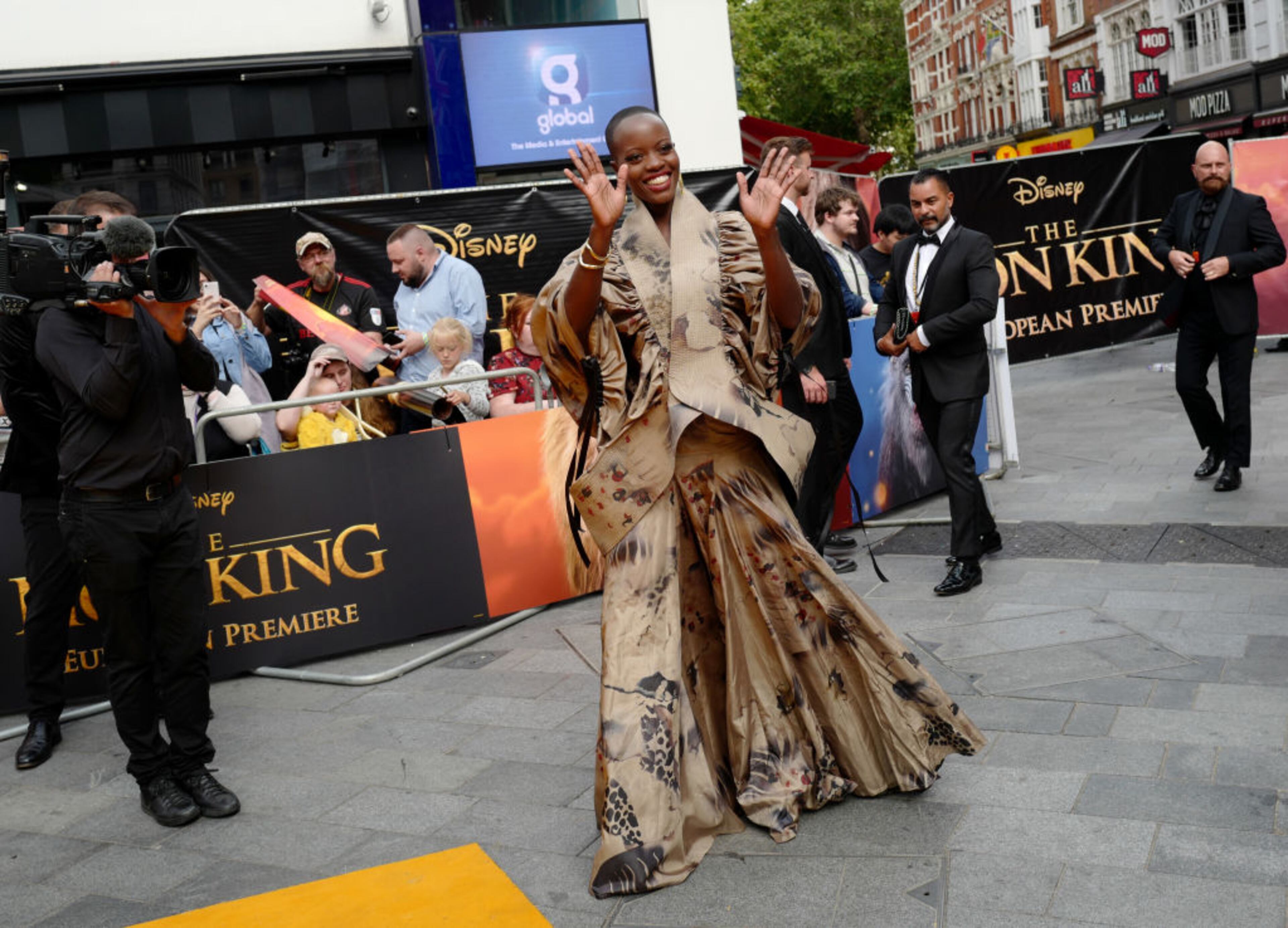 LONDON, ENGLAND - JULY 14: Florence Kasumba attends the European Premiere of Disney's "The Lion King" at Odeon Luxe Leicester Square on July 14, 2019 in London, England. (Photo by Gareth Cattermole/Getty Images for Disney)