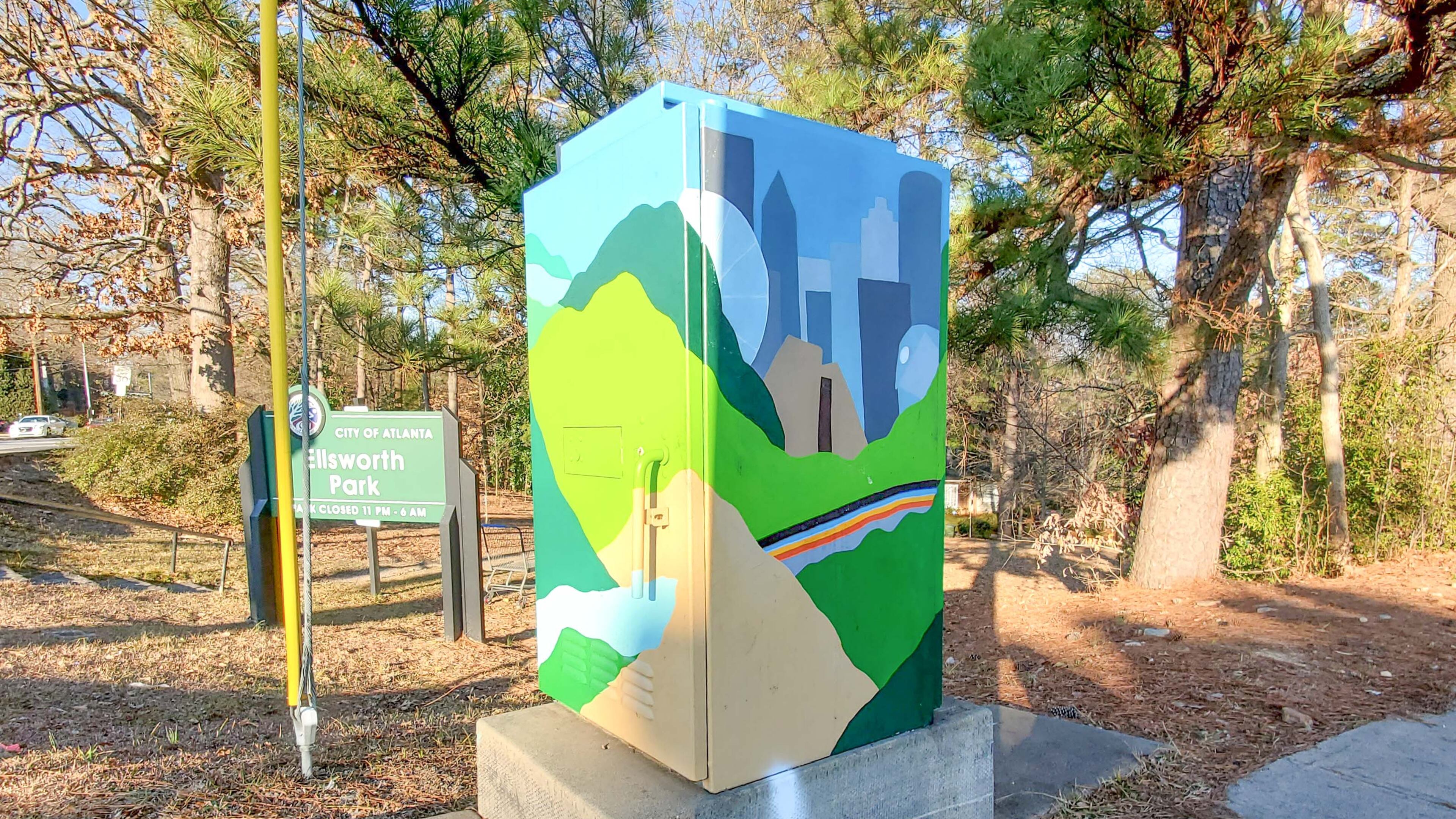 FILE PHOTO - Elizabeth Lang's mural is a best-of-both-worlds mashup of downtown Atlanta and the north Georgia mountains.
