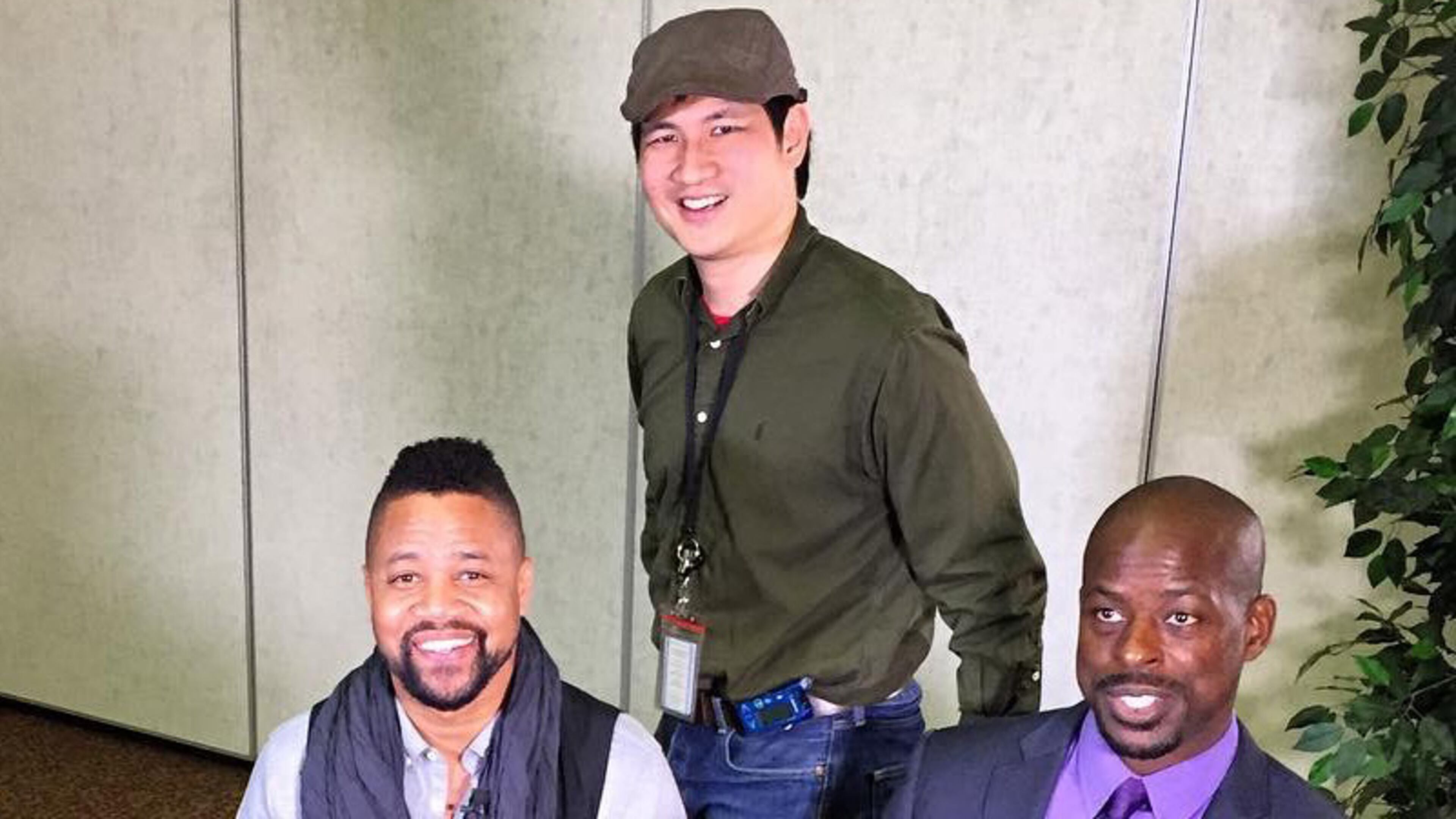 Cuba Gooding Jr. and Sterling K Brown with me at Morehouse College Tuesday March 1, 2016. CREDIT: Helen K Ho