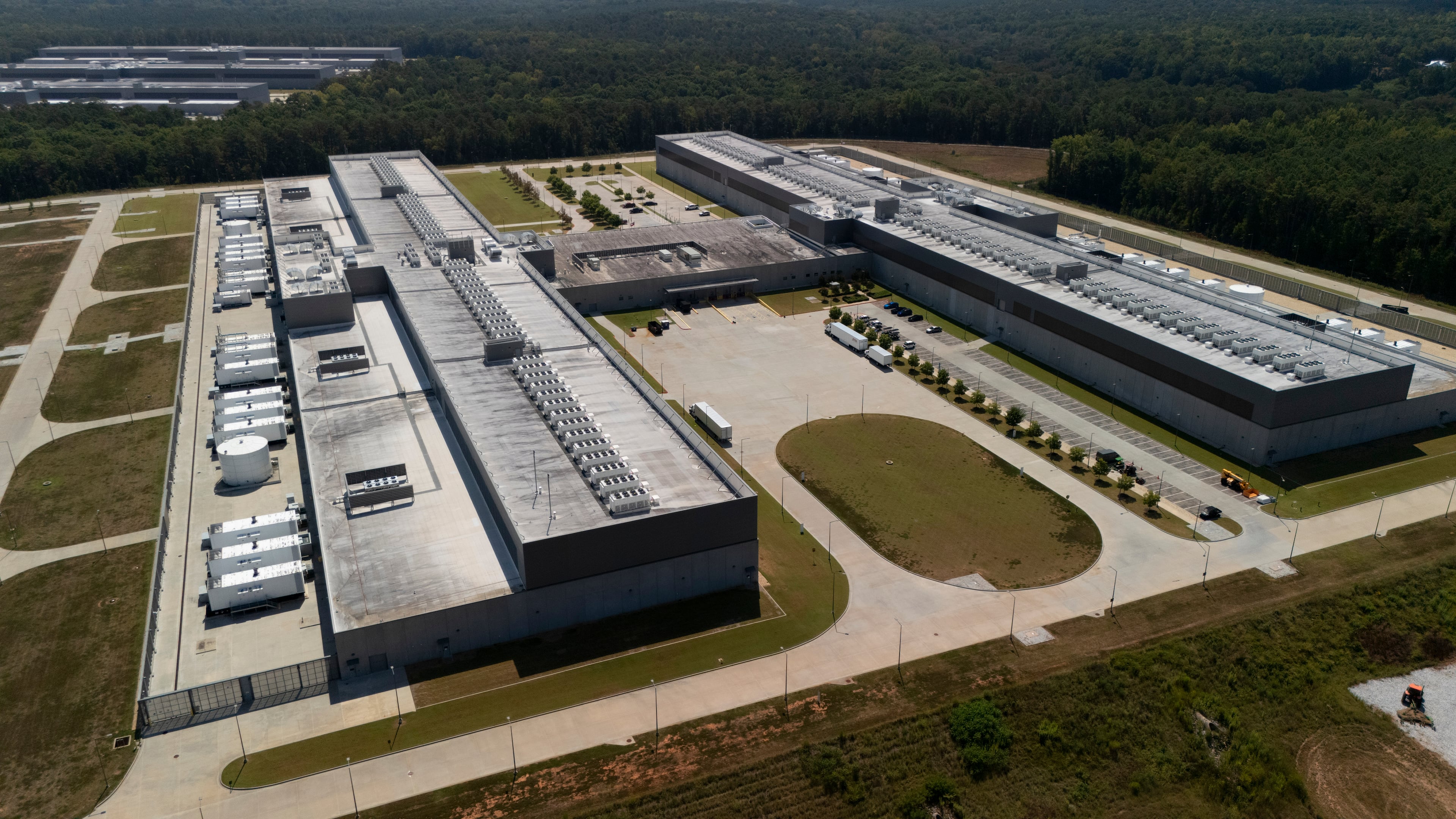 Meta data centers seen here last month near Social Circle. (Mike Stewart/AP)