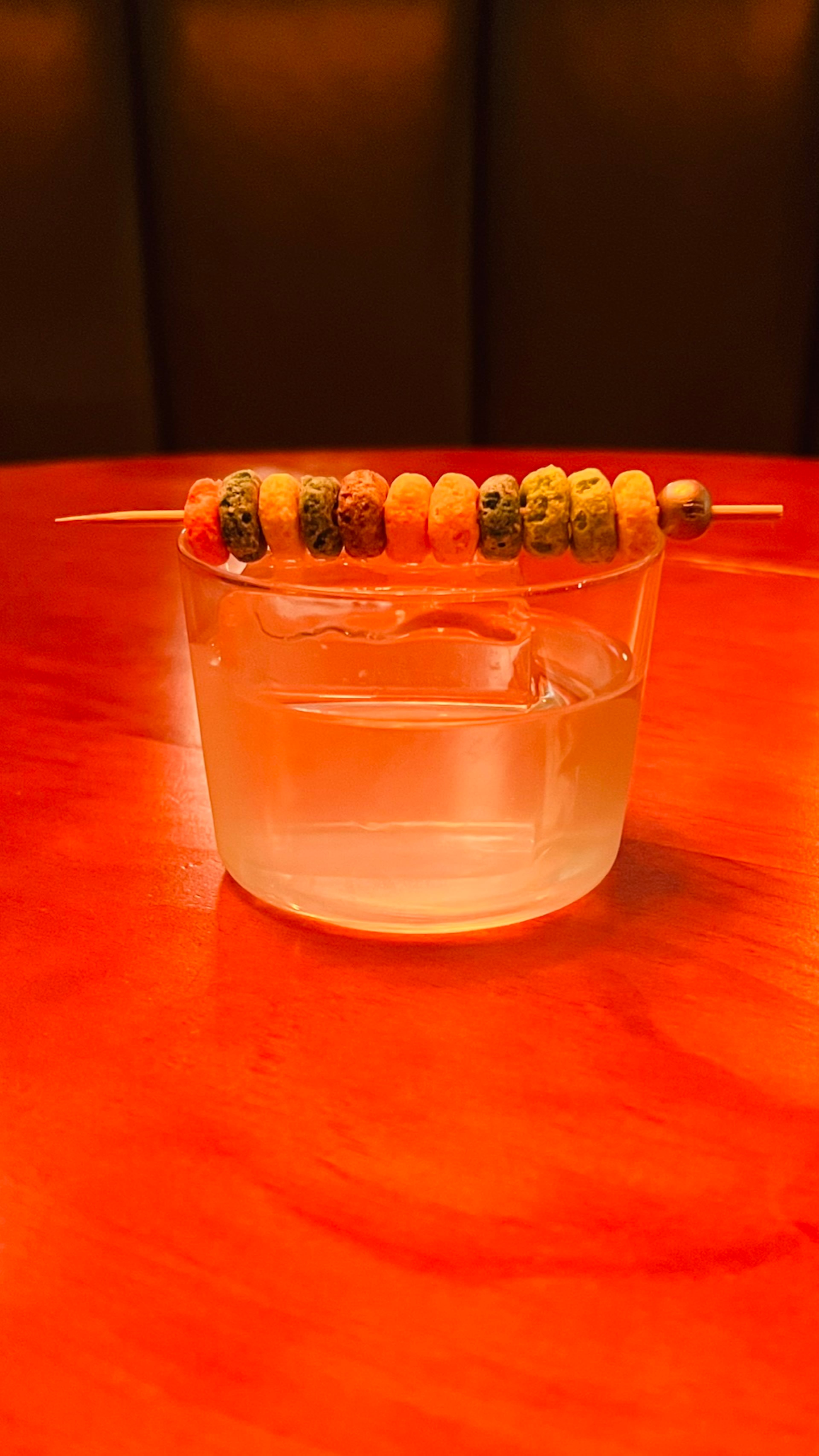 Redacted Basement Drink Parlor's Froot Loops-inspired milk punch. (Courtesy of Jake Karmin and Redacted Basement Drink Parlor)