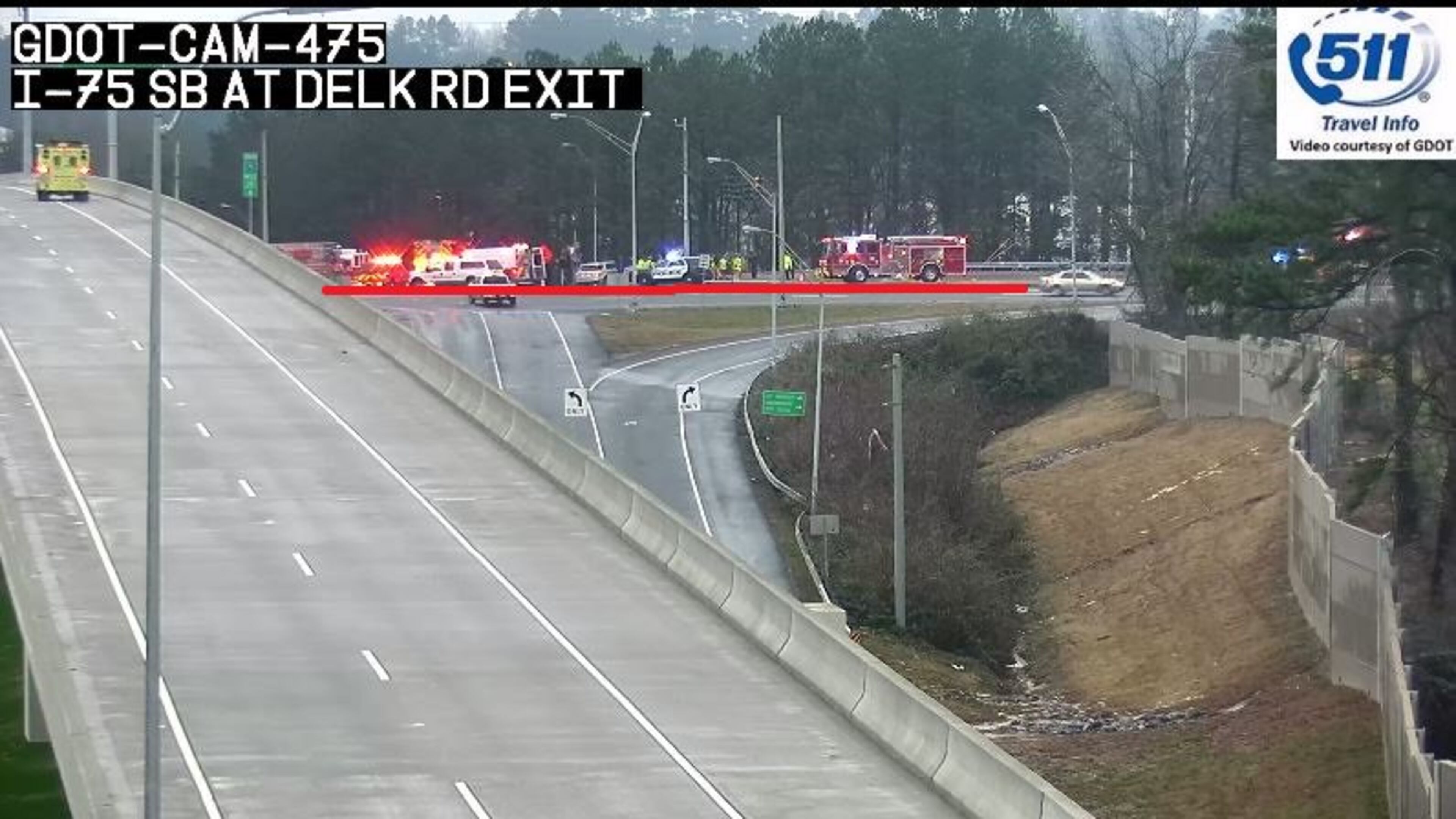 The wreck occurred on Delk Road near the entrance ramp to I-75 South in Cobb County.