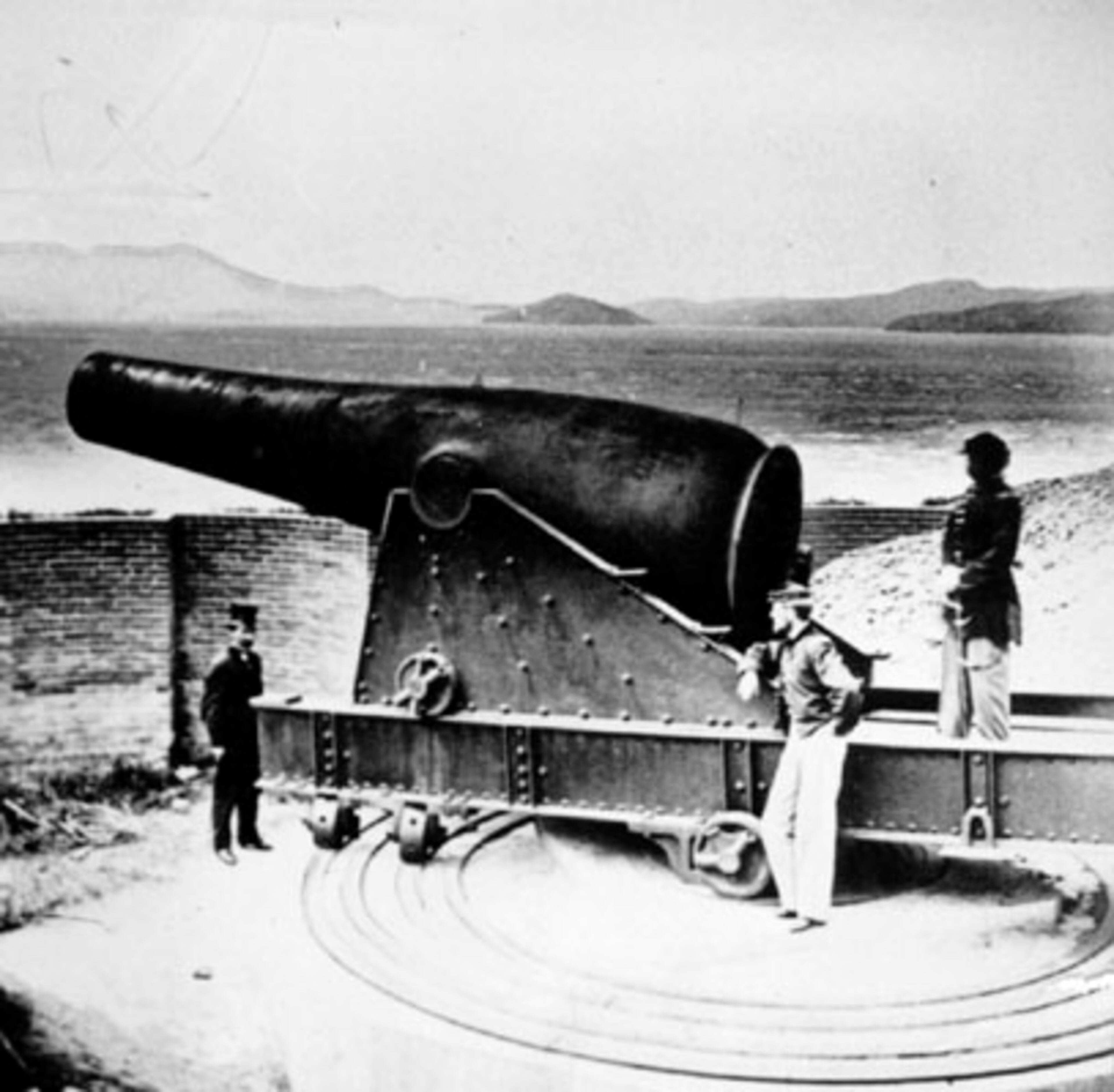 View from Alcatraz, north end, looking towards Marin 1869