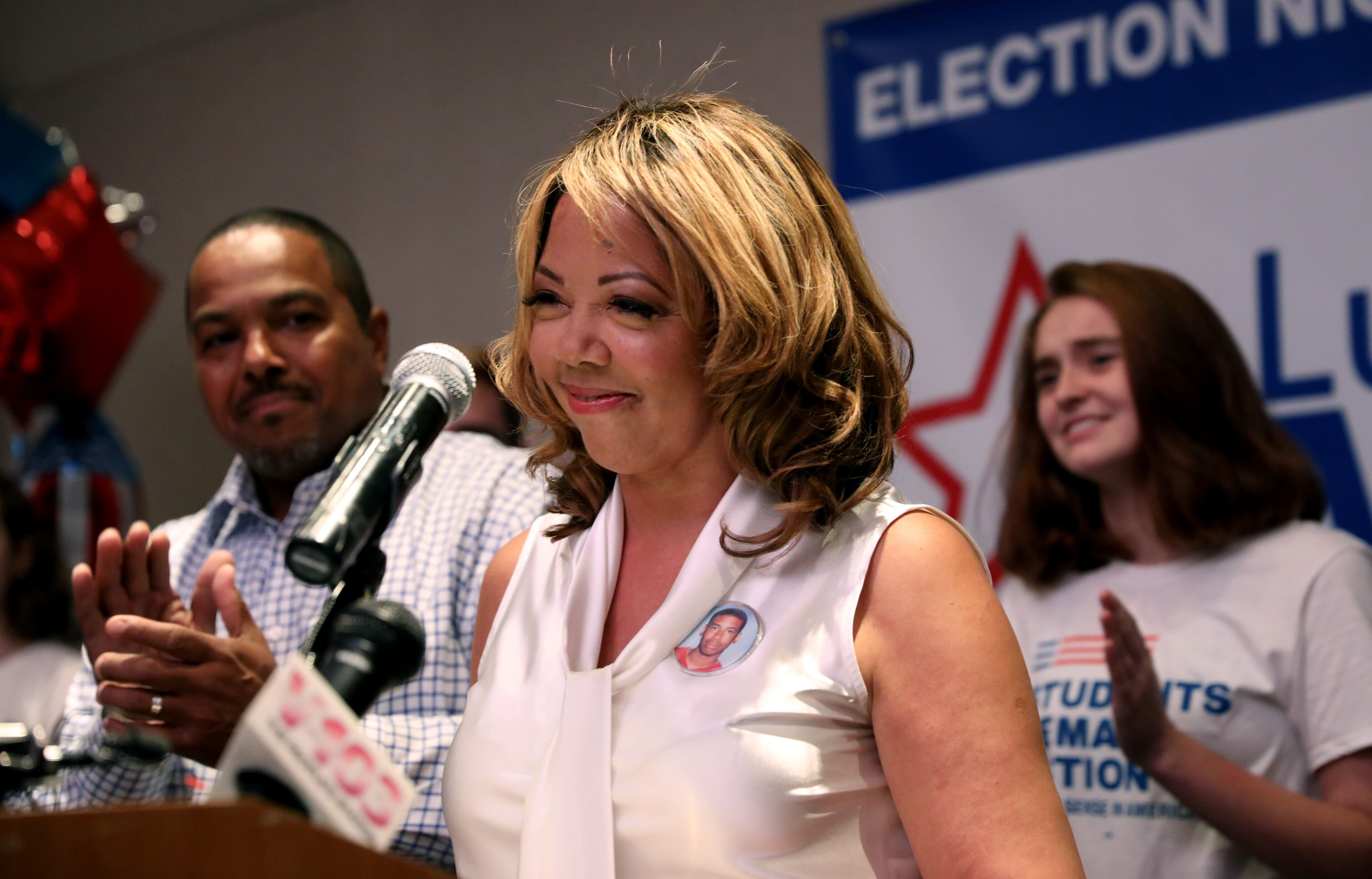 November 6, 2018 - Sandy Springs, Ga: Lucy McBath speaks to supporters during her watch party at the Westin Atlanta Perimeter North Tuesday, November 6, 2018, in Sandy Springs, Ga. McBath, a Democrat, is running for Georgia's 6th congressional district. (JASON GETZ/SPECIAL TO THE AJC)