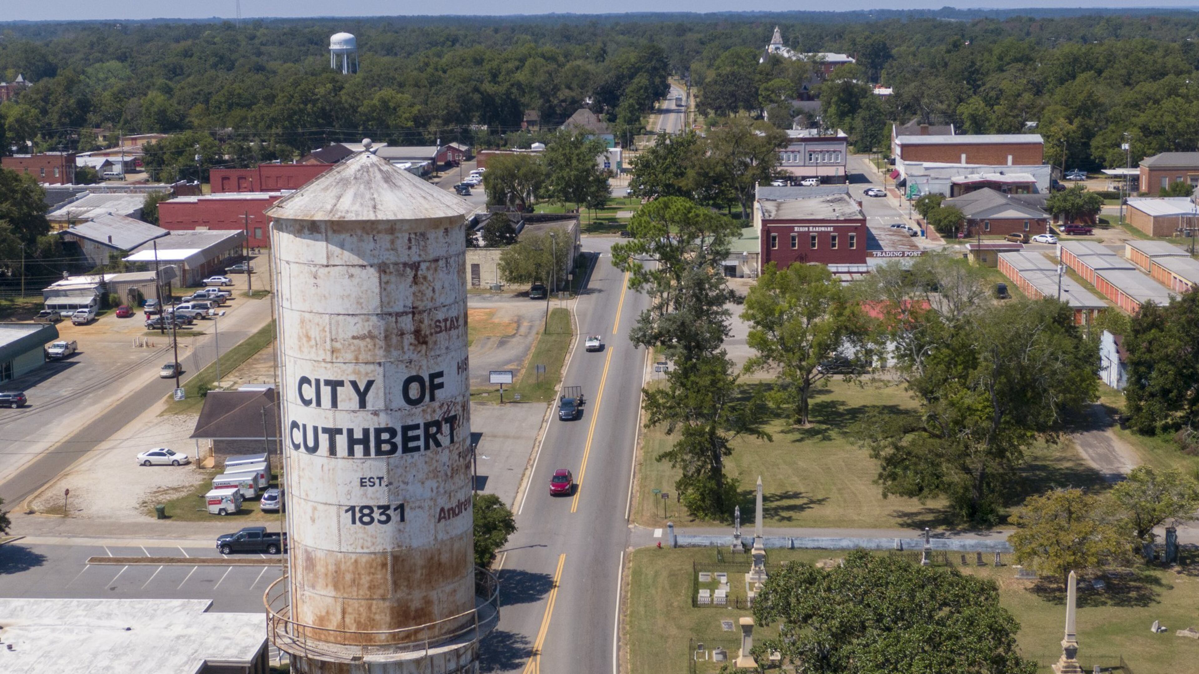 Cuthbert is the county seat of Randolph County, one of the Georgia counties most vulnerable to natural disasters, according to analysis by the Center for Public Integrity. Hurricane Michael underscored how some Georgia communities have crucial gaps in their ability to withstand severe storms. (Hyosub Shin / Hyosub.Shin@ajc.com)