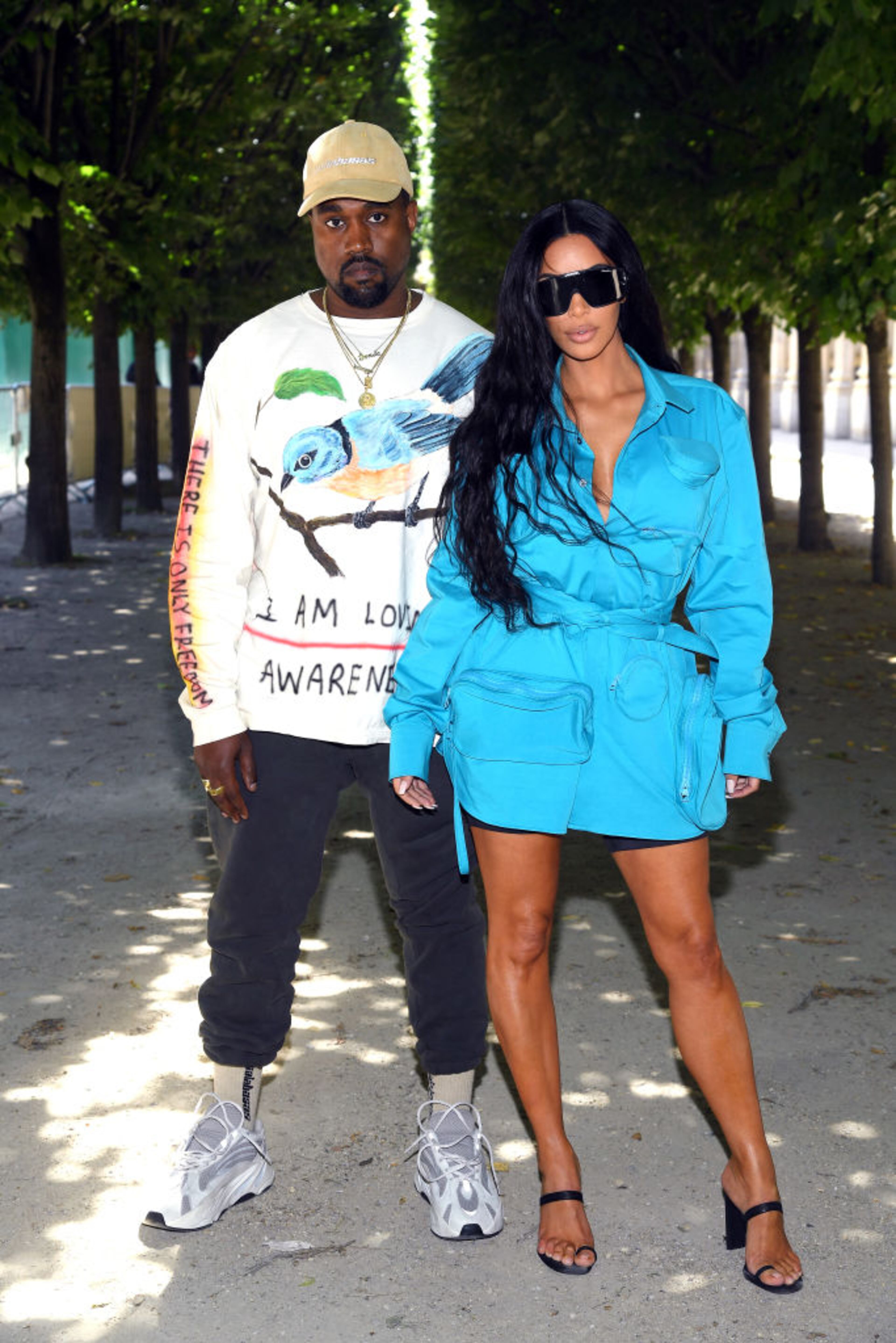 PARIS, FRANCE - JUNE 21: Kanye West and Kim Kardashian attend the Louis Vuitton Menswear Spring/Summer 2019 show as part of Paris Fashion Week on June 21, 2018 in Paris, France. (Photo by Pascal Le Segretain/Getty Images)