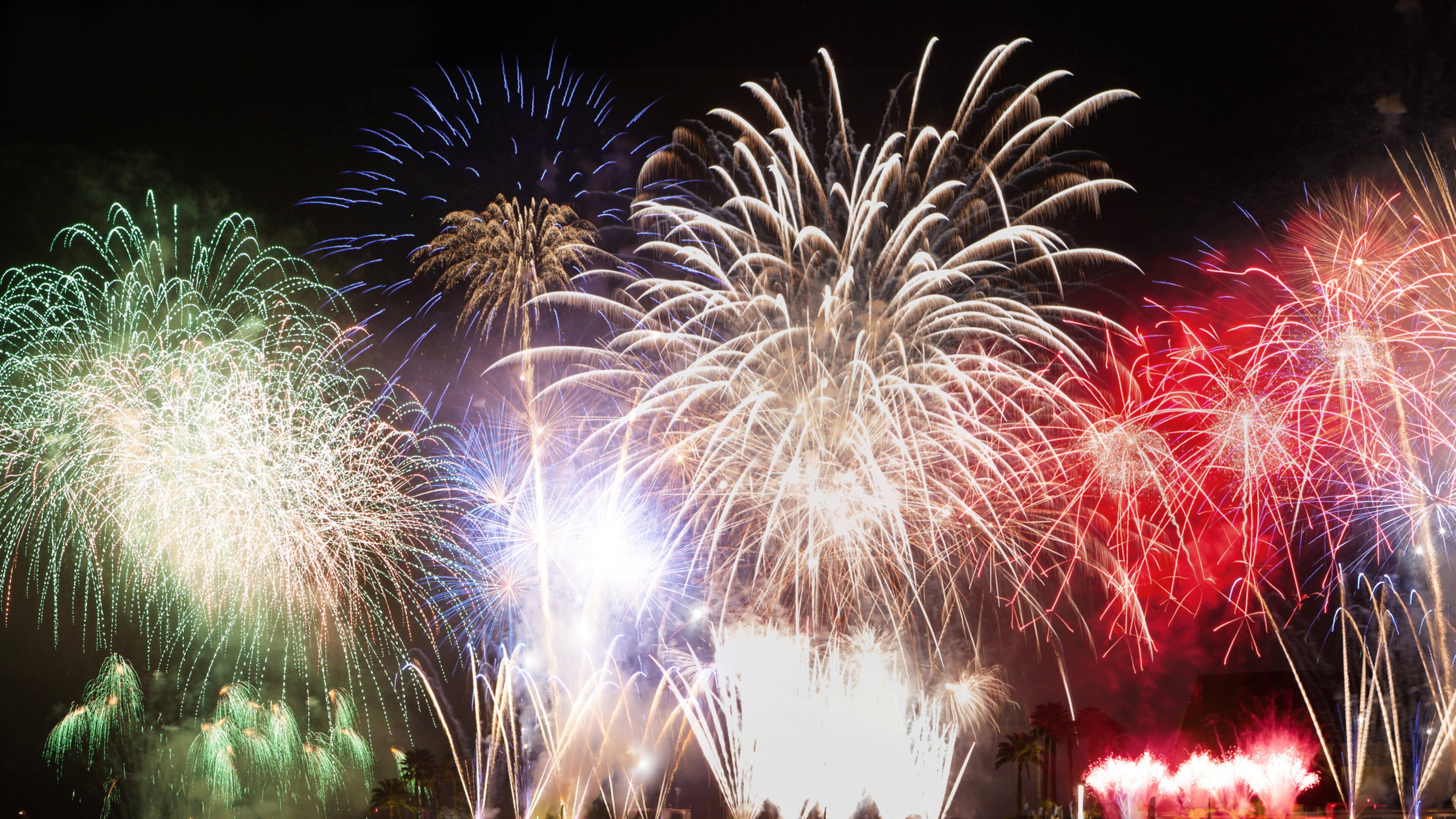 Colorful fireworks on new years eve