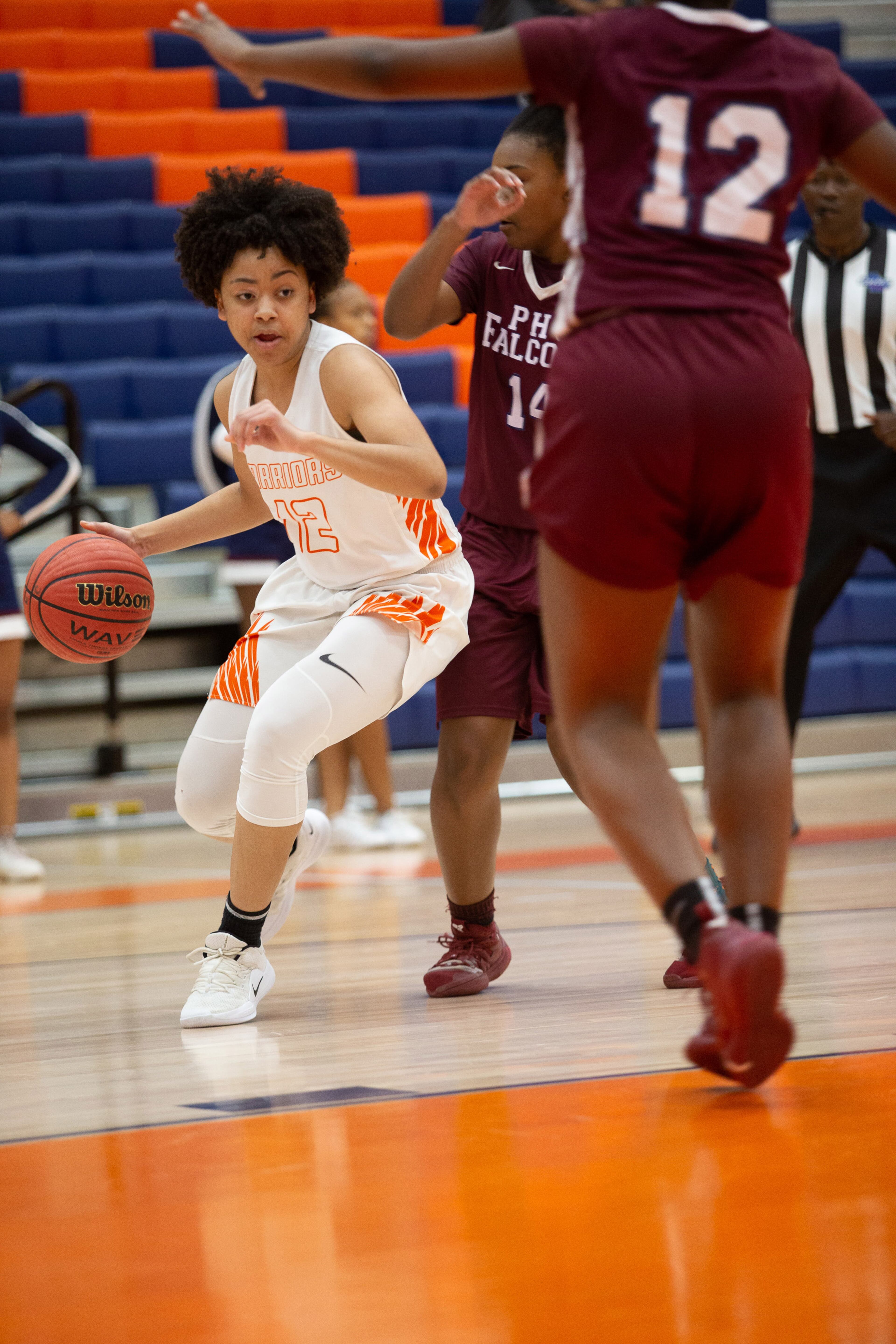 North Cobb High School girls basketball player Madison Edge drives to the basket during the first round of the girls' high school basketball tournament with Pebblebrook High School at North Cobb High School in Kennesaw February 15, 2018. STEVE SCHAEFER / SPECIAL TO THE AJC