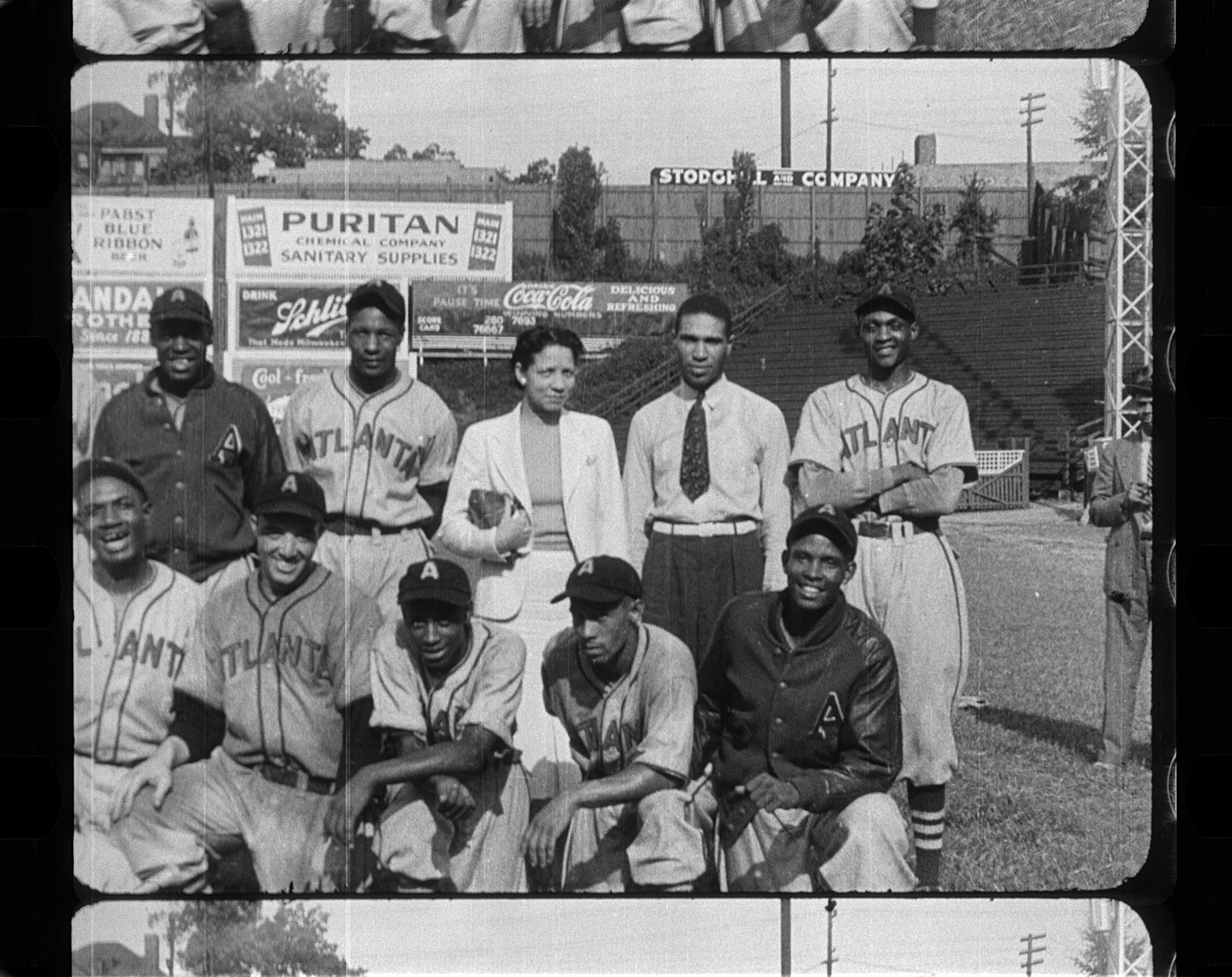 John and Billie Harden (center) are shown in this archival image celebrating the achievements of Black Atlantans during the Jim Crow era. In the 1930s, the couple purchased Atlanta's beloved Black Crackers baseball team. (Courtesy of the Atlanta History Center)